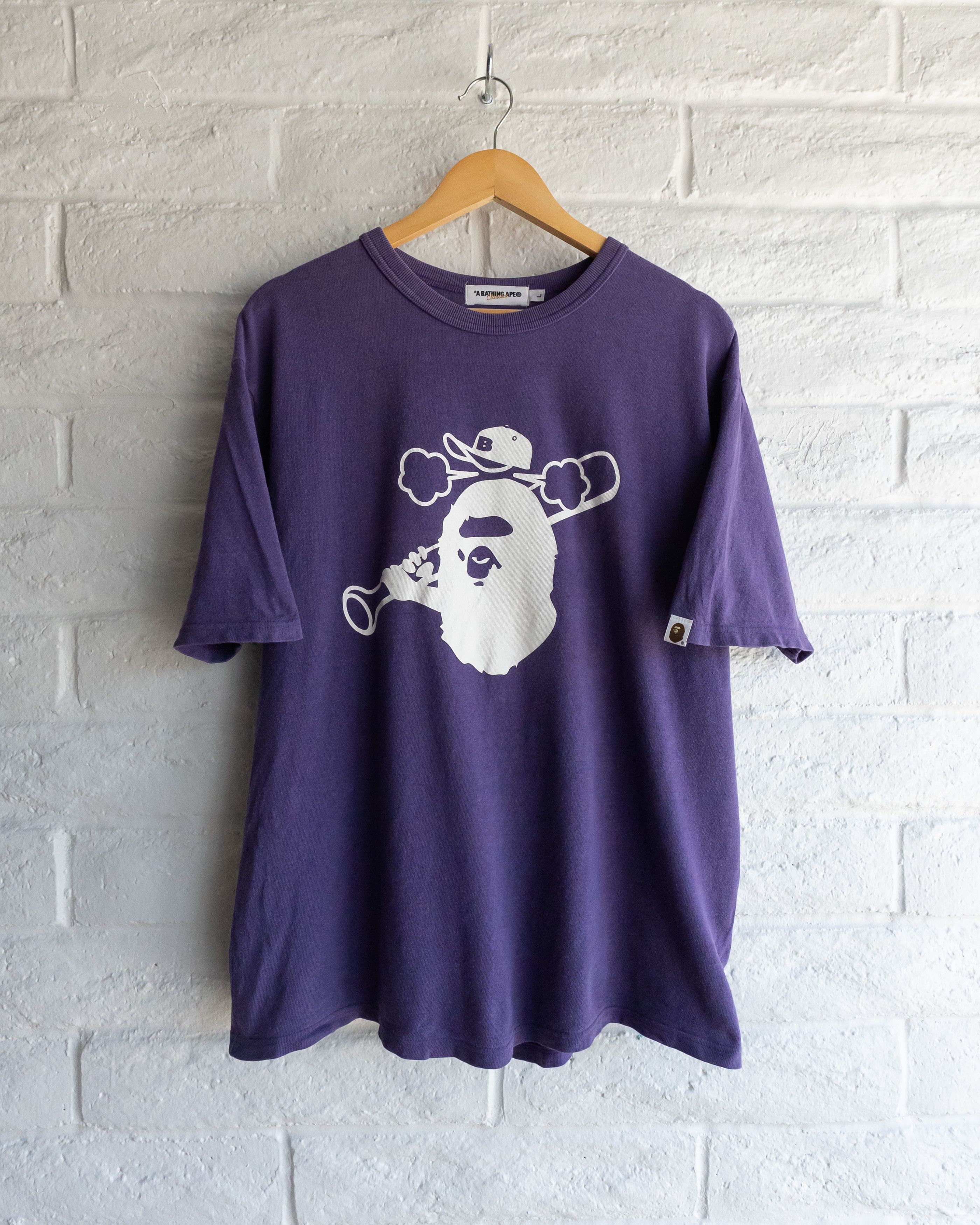 Bape Bape Baseball Apehead A Bath Ape T Shirt Y2K Men's L Purple Size US L / EU 52-54 / 3 - 1 Thumbnail