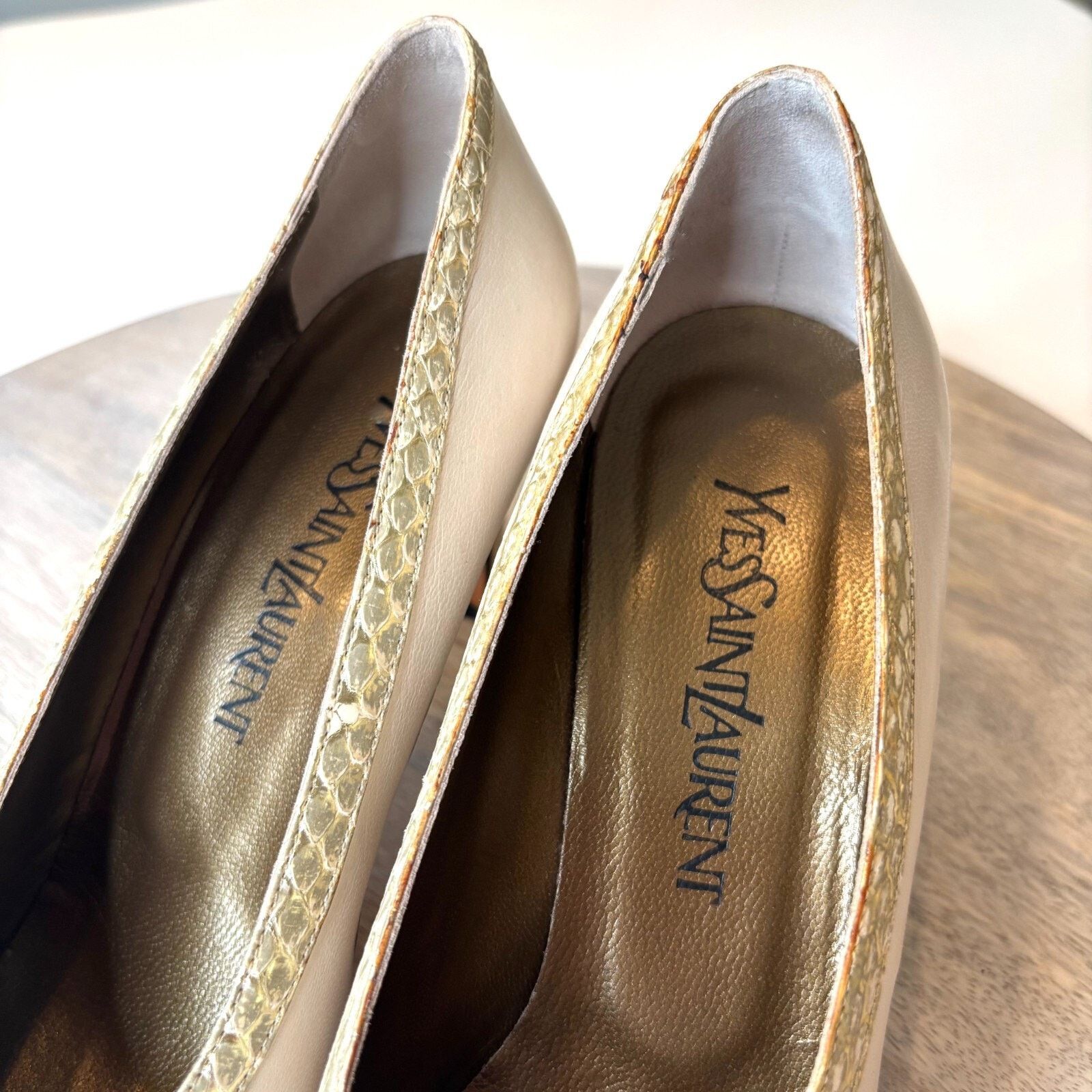 Yves Saint Laurent Yves Saint Laurent Cream Leather Pumps Heels Shoes Size 8.5 Size US 8.5 / IT 38.5 - 9 Thumbnail