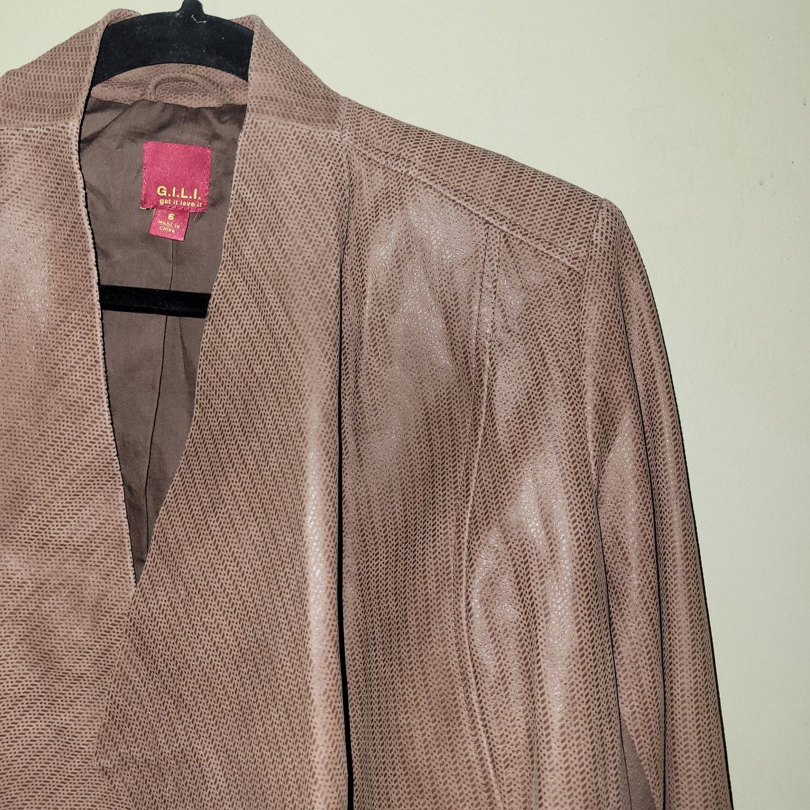 & Other Stories GILI Draped Open Front Dark Brown Leather Jacket Sz 6 Rock Size M / US 6-8 / IT 42-44 - 7 Thumbnail