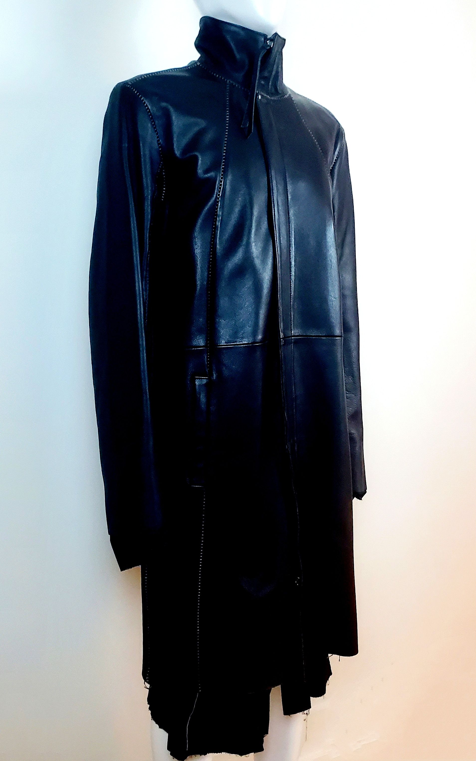 Army Of Me Army of Me Draped Genuine Leather Parka Overcoat Jacket Size US XL / EU 56 / 4 - 5 Thumbnail