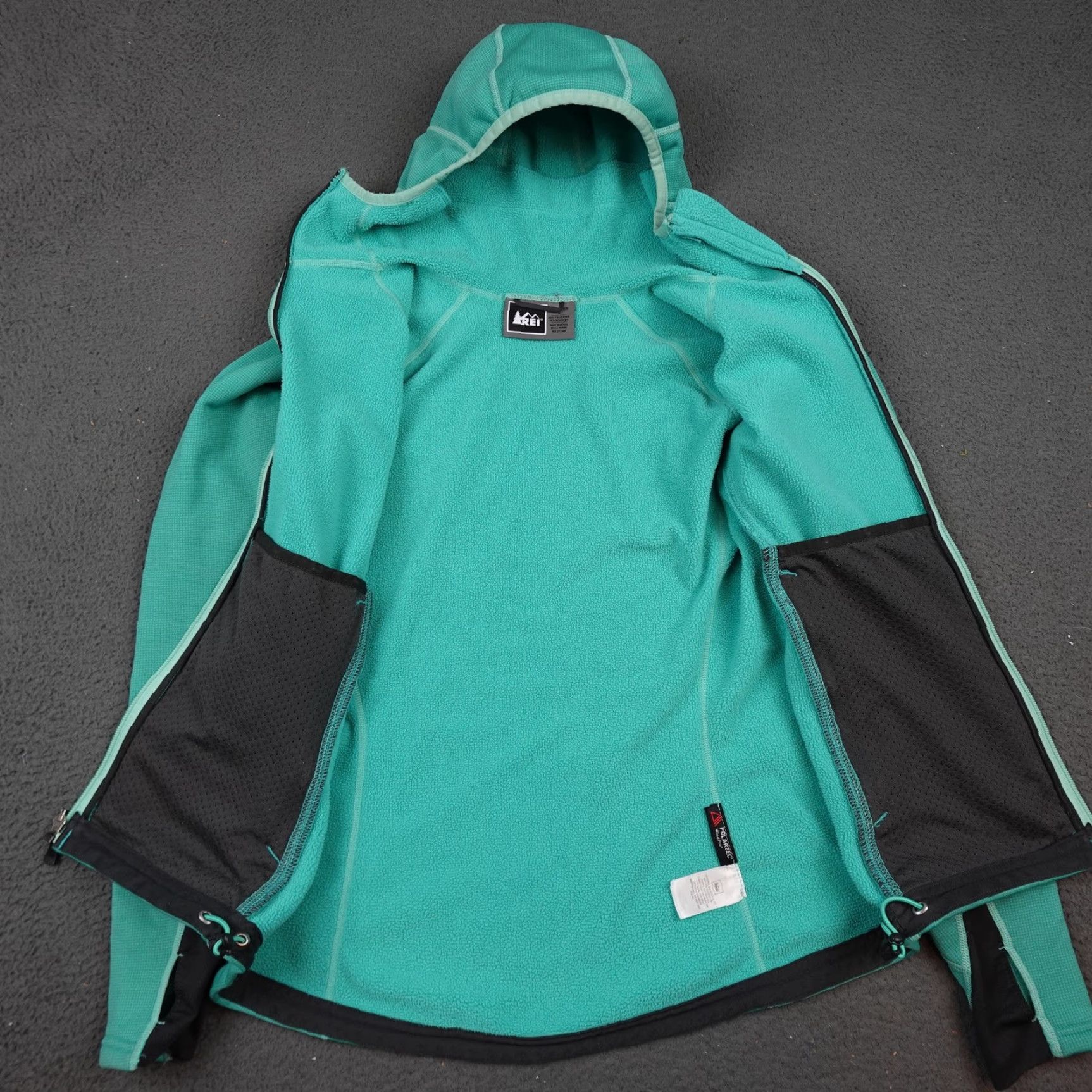 Vintage REI Jacket Womens Small Teal Polartec Wind Pro Hooded Full Zip Fleece Jacket Size S / US 4 / IT 40 - 5 Thumbnail