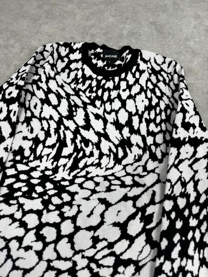 Roberto Cavalli AW2021 Cavalli Black & White Irregular Volcano Pattern Sweater Size S / US 4 / IT 40 - 3 Thumbnail