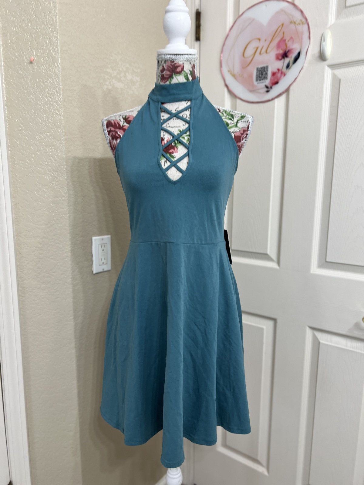 Express Express Teal Halter mini cotton Dress size M Size M / US 6-8 / IT 42-44 - 2 Thumbnail