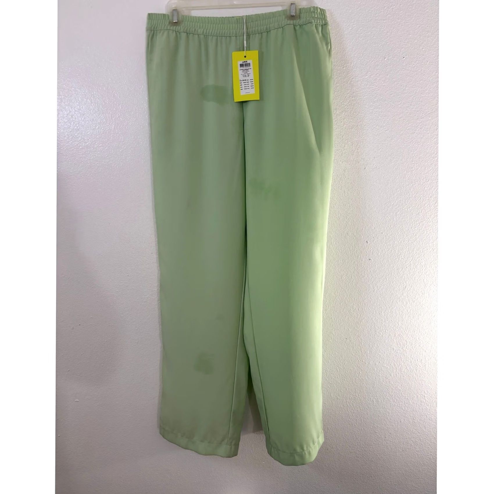 Vintage JJXX Green High Waist Pants Solid Relaxed Women XL Wide-Leg Green, High Rise, Elastic Waist, Casual, Regular, Spring Fall, Capri Style, Women’s Size 40" / US 18 - 2 Thumbnail