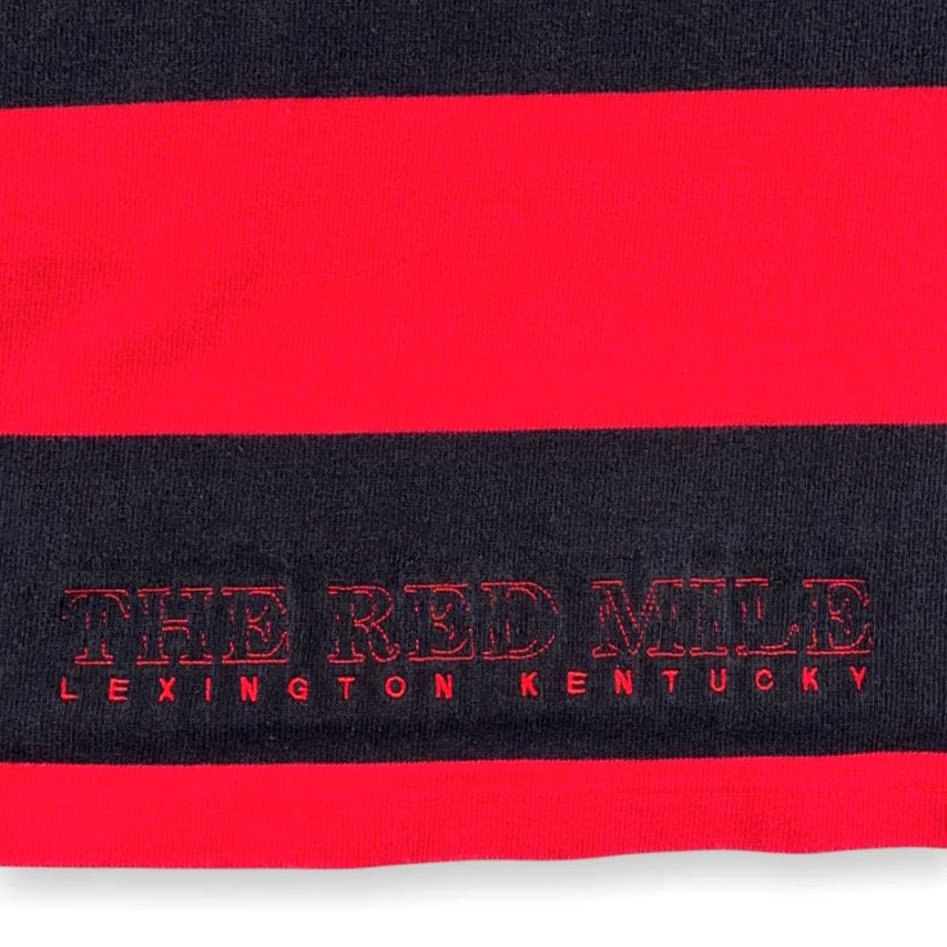 Vintage VINTAGE Red Mile Rugby Polo Shirt Sport-Tek Shirt Mens SMALL Red Black Striped Rugby 90s Kentuckyไหม Size US S / EU 44-46 / 1 - 6 Thumbnail