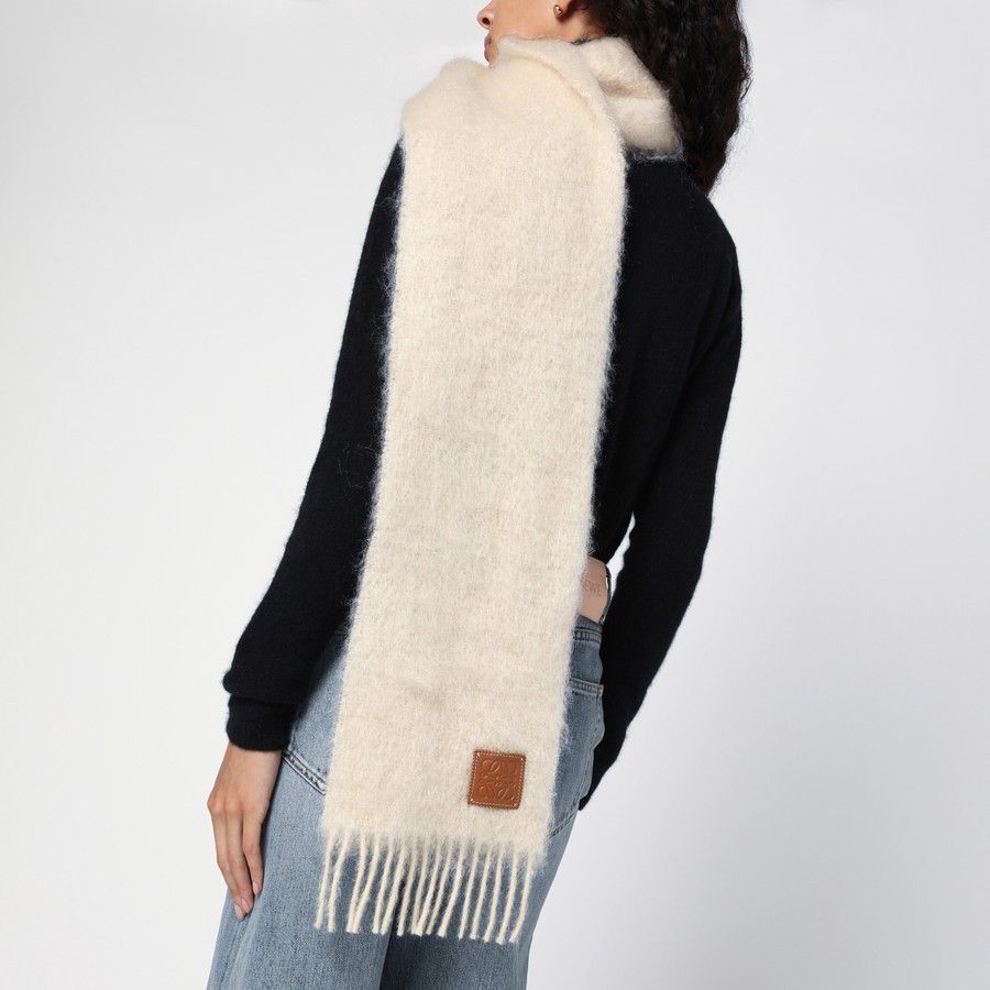 Loewe o1d2blof0824 Size: OS / Mohair Wool Scarf in Ivory Size ONE SIZE - 2 Thumbnail