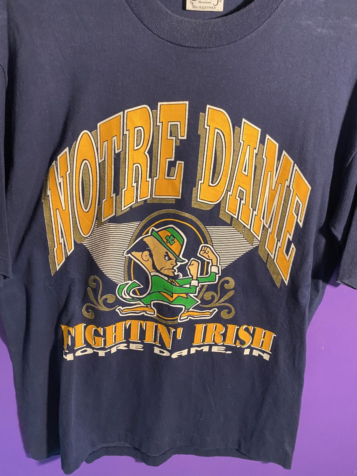 Vintage Vintage 90s Notre Dame fightin Irish t-shirt Size US L / EU 52-54 / 3 - 3 Thumbnail