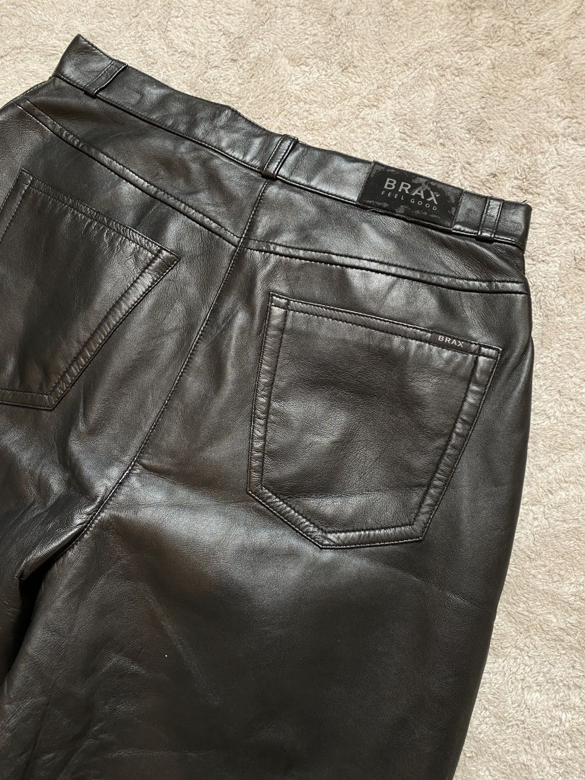 If Six Was Nine Black Real Leather Opium Vintage Y2K Pants Size US 29 - 4 Thumbnail