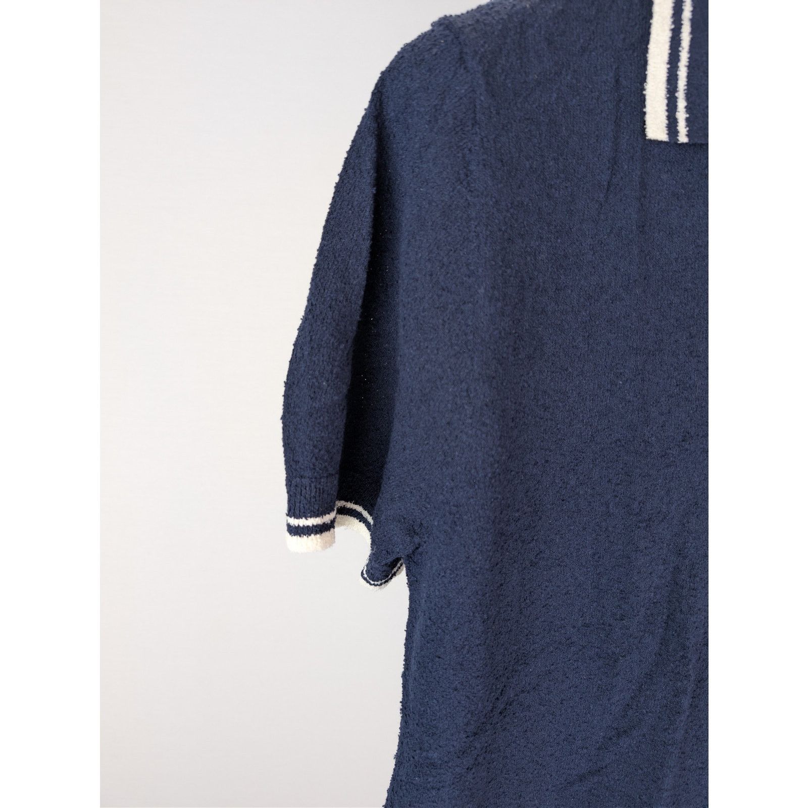 Todd Snyder o1rshd1 CC20 Tipped Boucle Montauk Knit Polo Shirt Navy Blue Size US S / EU 44-46 / 1 - 6 Thumbnail