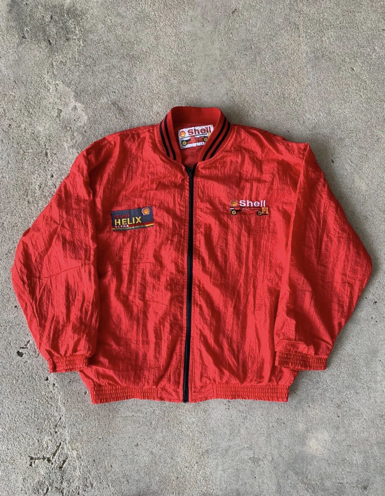 Image of Formula Uno x Racing Vintage Racing Formula One Shell Windbreaker Jacket in Red, Men's (Size XL)