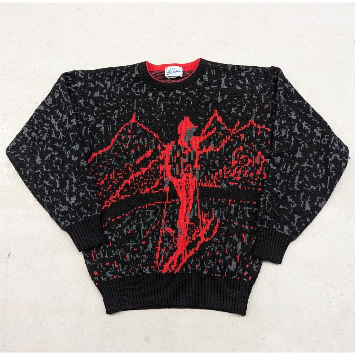 Vintage Vintage 90s Club Europe Skiing Club Europe Black & Red Knit Size US M / EU 48-50 / 2 - 1 Thumbnail