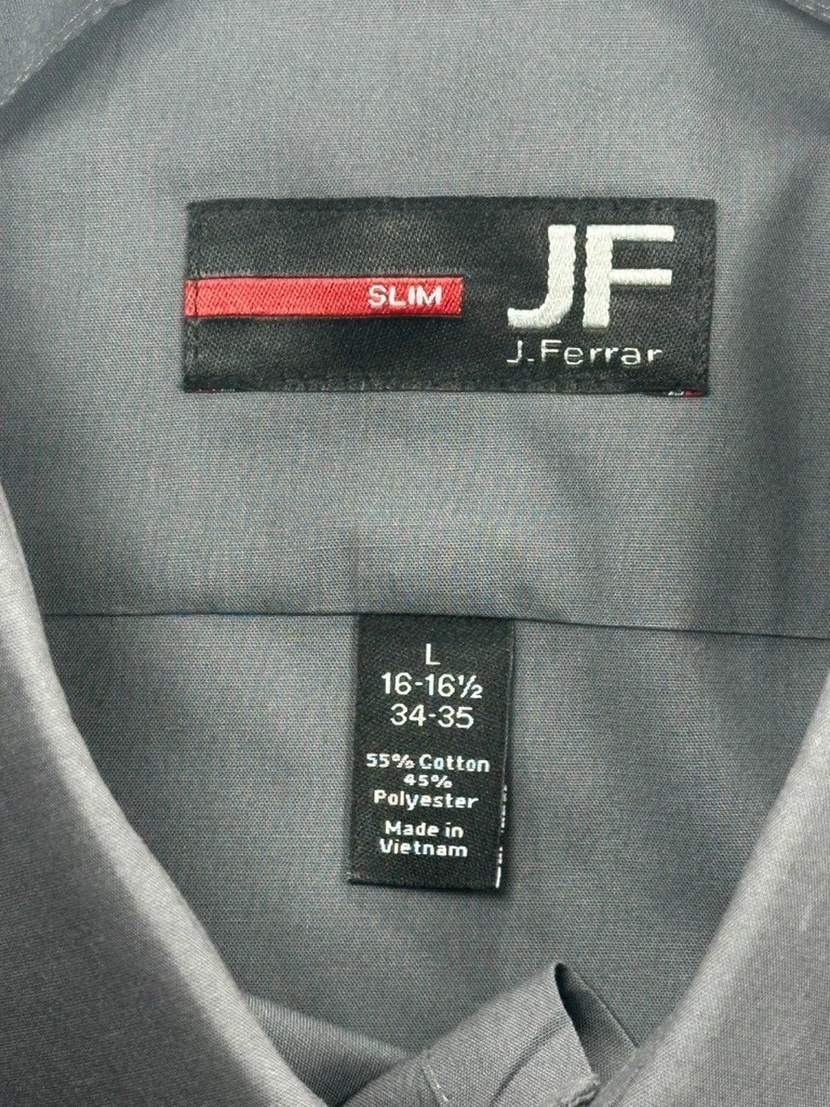 J Ferrar J. Ferrar Slim Long Sleeve Button Down Gray 16-16.5/34-35 Size 42R - 6 Thumbnail