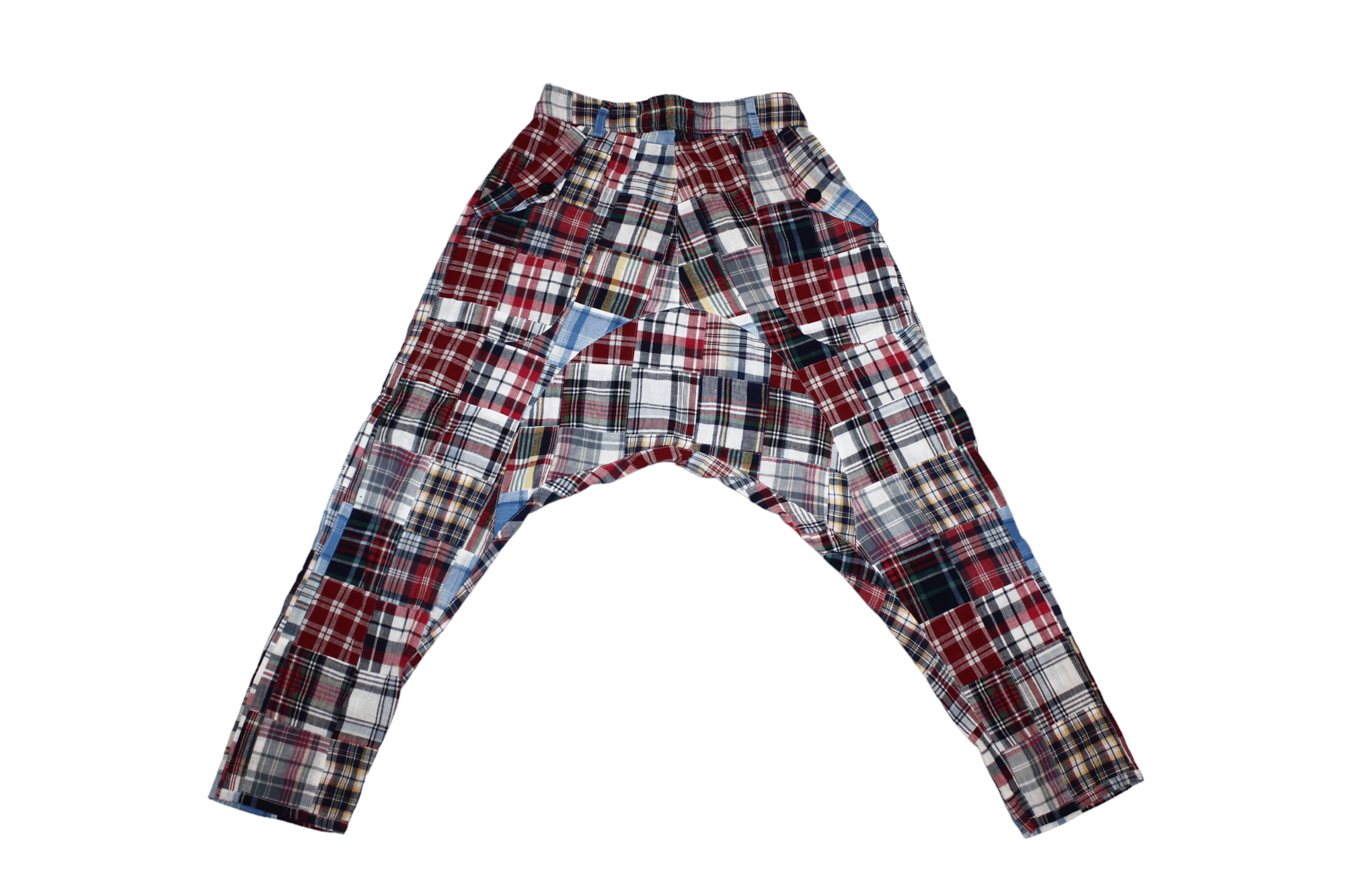 20471120 100% Cotton. Tartan Patchwork Drop Crotch Casual Pants Size US 30 / EU 46 - 4 Thumbnail