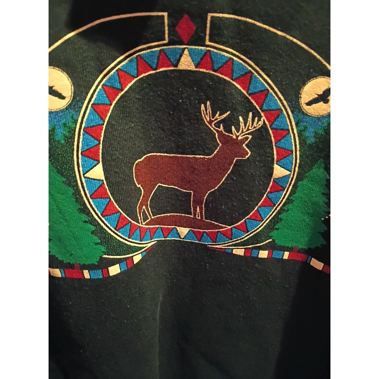 Fruit Of The Loom VINTAGE Fruit of the Loom USA Deer Nature Pullover XL Green Sweater Mens Southwest Motif Size US XL / EU 56 / 4 - 3 Thumbnail