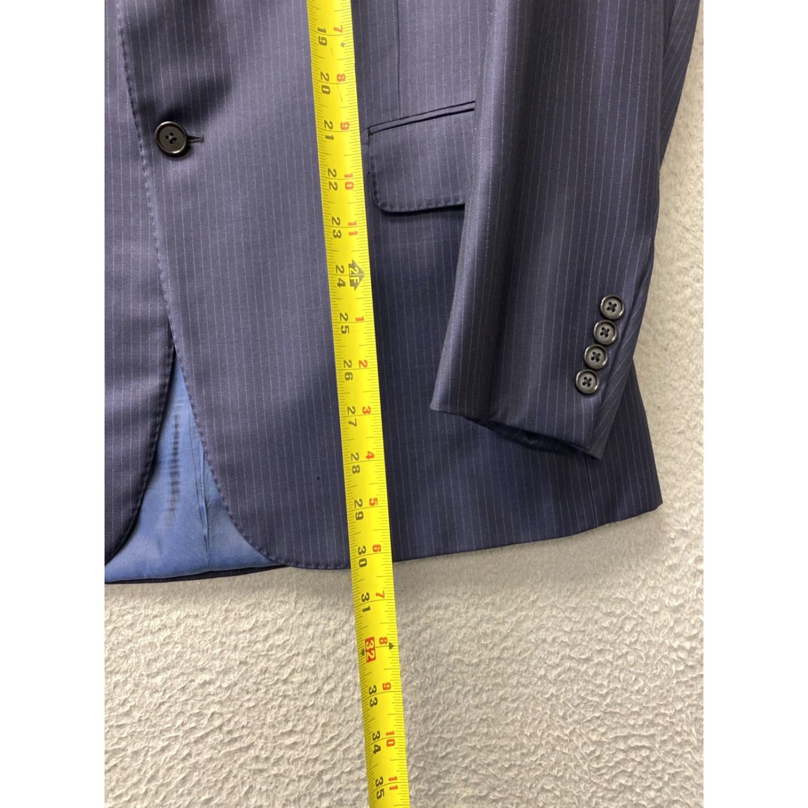 Vintage HICKEY FREEMAN Blazer Suit Jacket Size 44 R Blue Striped Wool Two Button Mens Size 44R - 6 Thumbnail