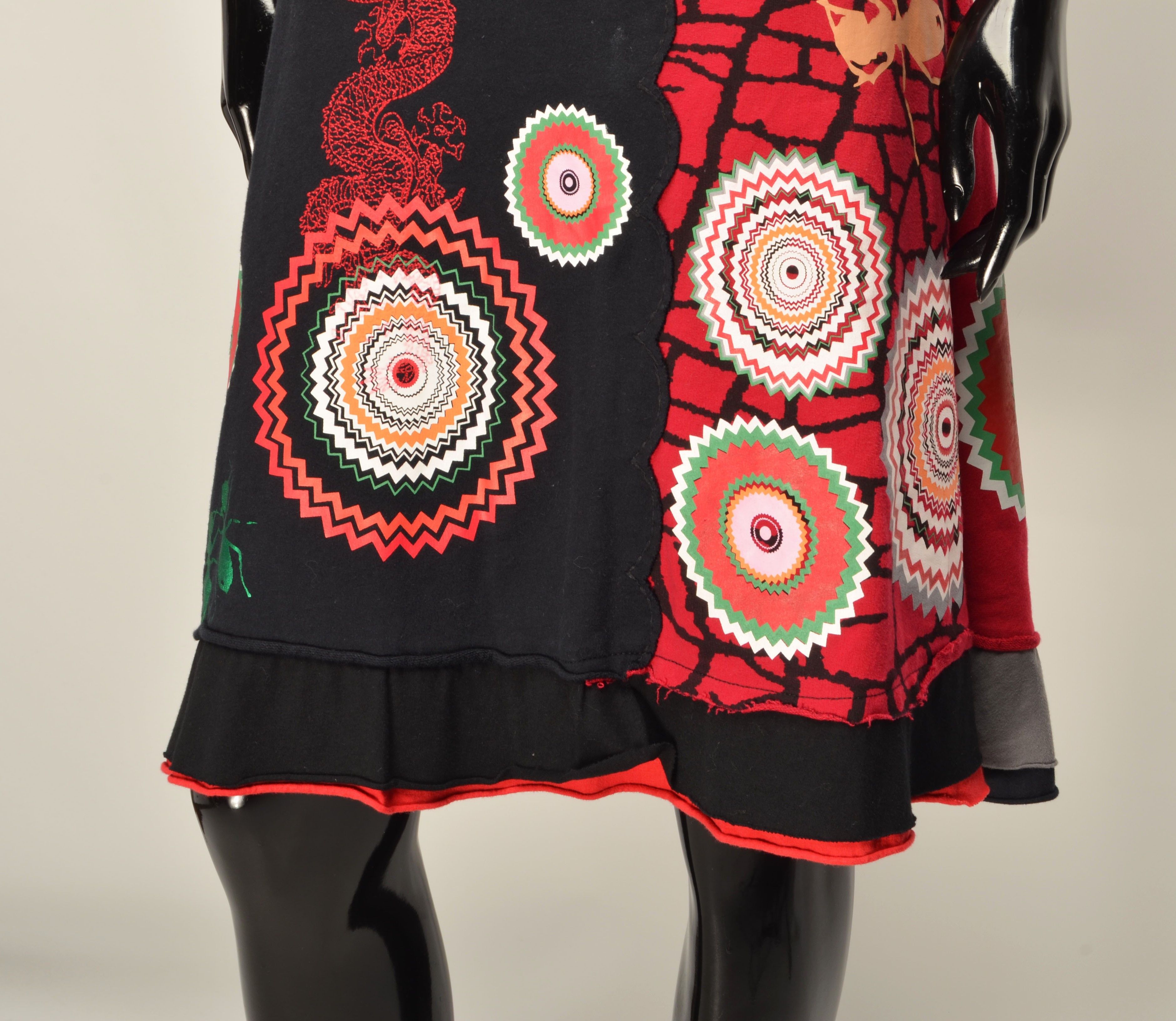 Desigual Desigual Y2K Graphic Print Grunge Dragon A-Line Skirt Size 32" / US 10 / IT 46 - 3 Thumbnail