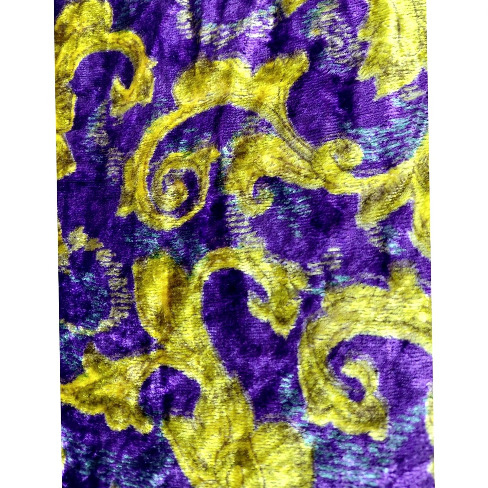 Velvet VINTAGE? No. Jasmine by KVM Purple Velvet Baroque Midi Dress M Purple Bohemian Baroque Buttons 3/4 Sleeve V-Neck Made in India Size M / US 6-8 / IT 42-44 - 4 Thumbnail