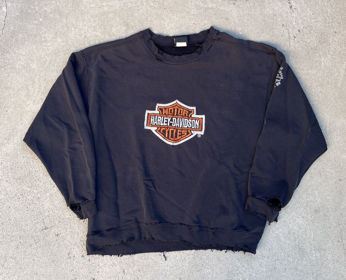 Vintage Vintage Harley Davidson Crewneck Sweatshirt Thrashed Distres Size US L / EU 52-54 / 3 - 1 Thumbnail