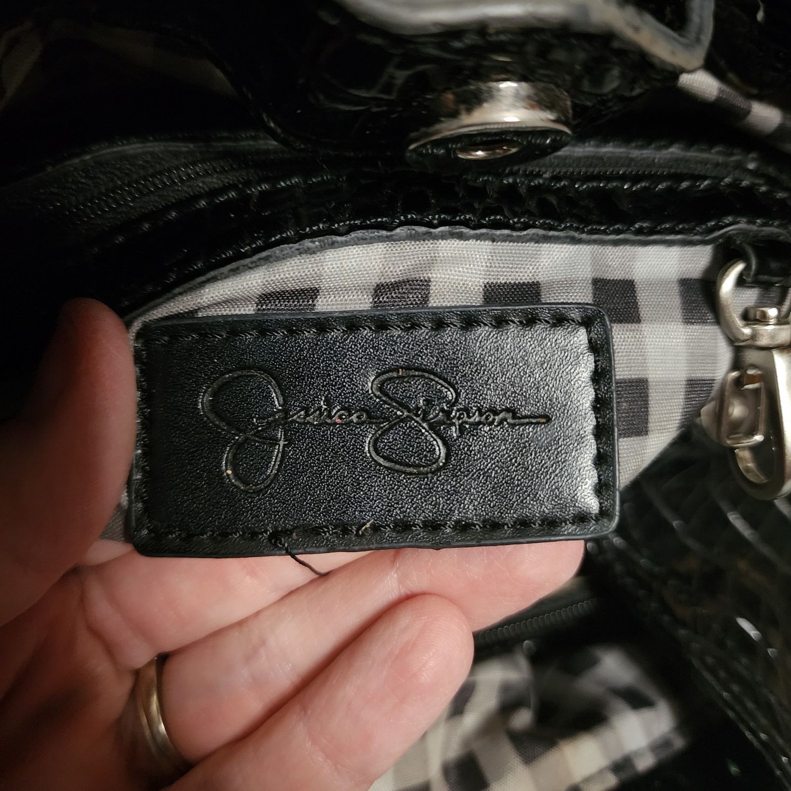 Jessica Simpson Jessica Simpson black alligator print bag purse preowned Size ONE SIZE - 5 Thumbnail