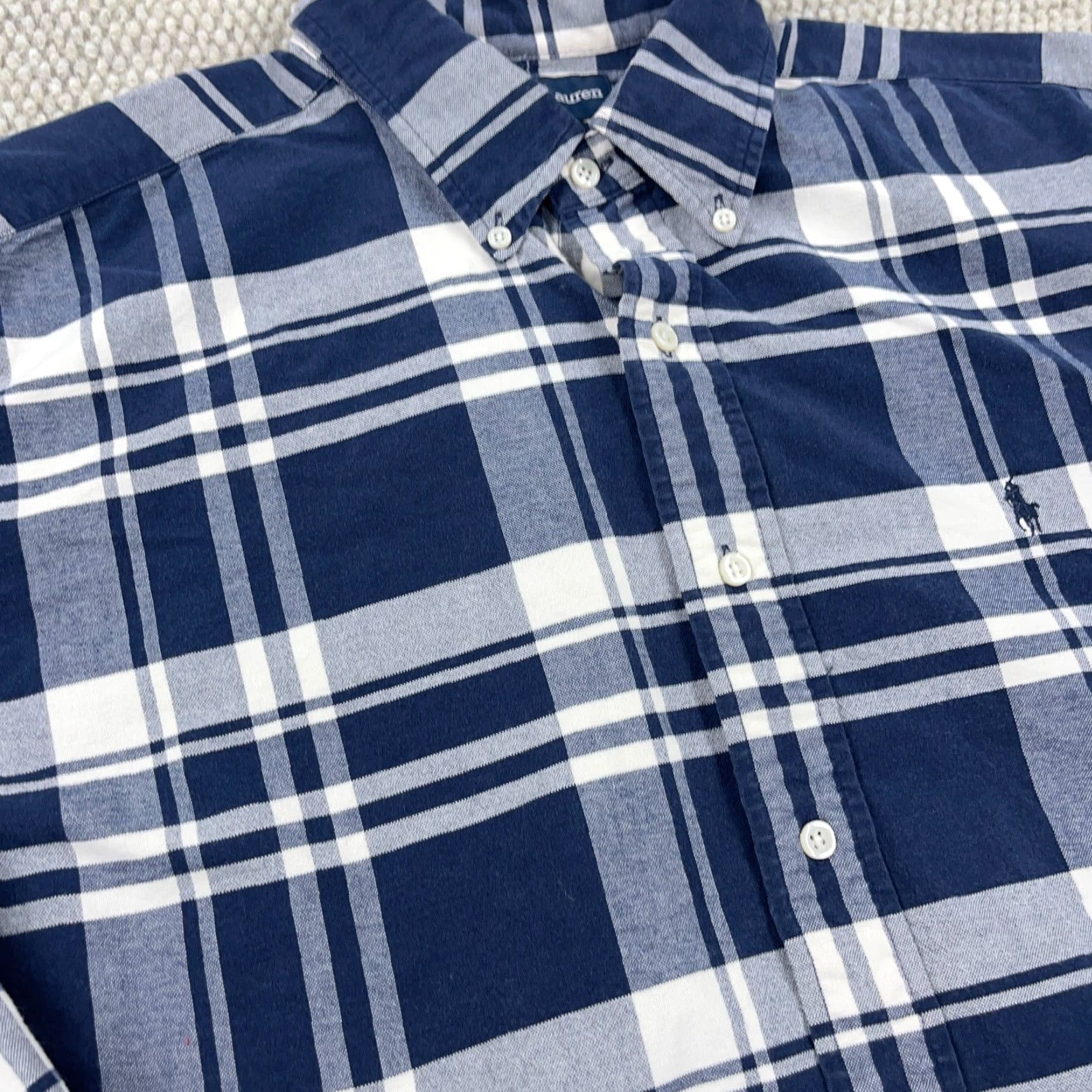 Ralph Lauren VINTAGE Ralph Lauren Shirt Men XL Blue White Plaid Button-Up Oxford Blake Tartan 90s Style Mens Size US L / EU 52-54 / 3 - 4 Thumbnail
