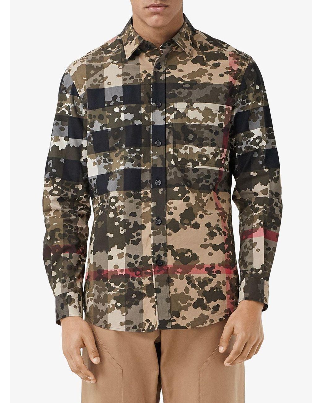 Burberry Burberry Camouflage Check Poplin Shirt Size US S / EU 44-46 / 1 - 1 Thumbnail
