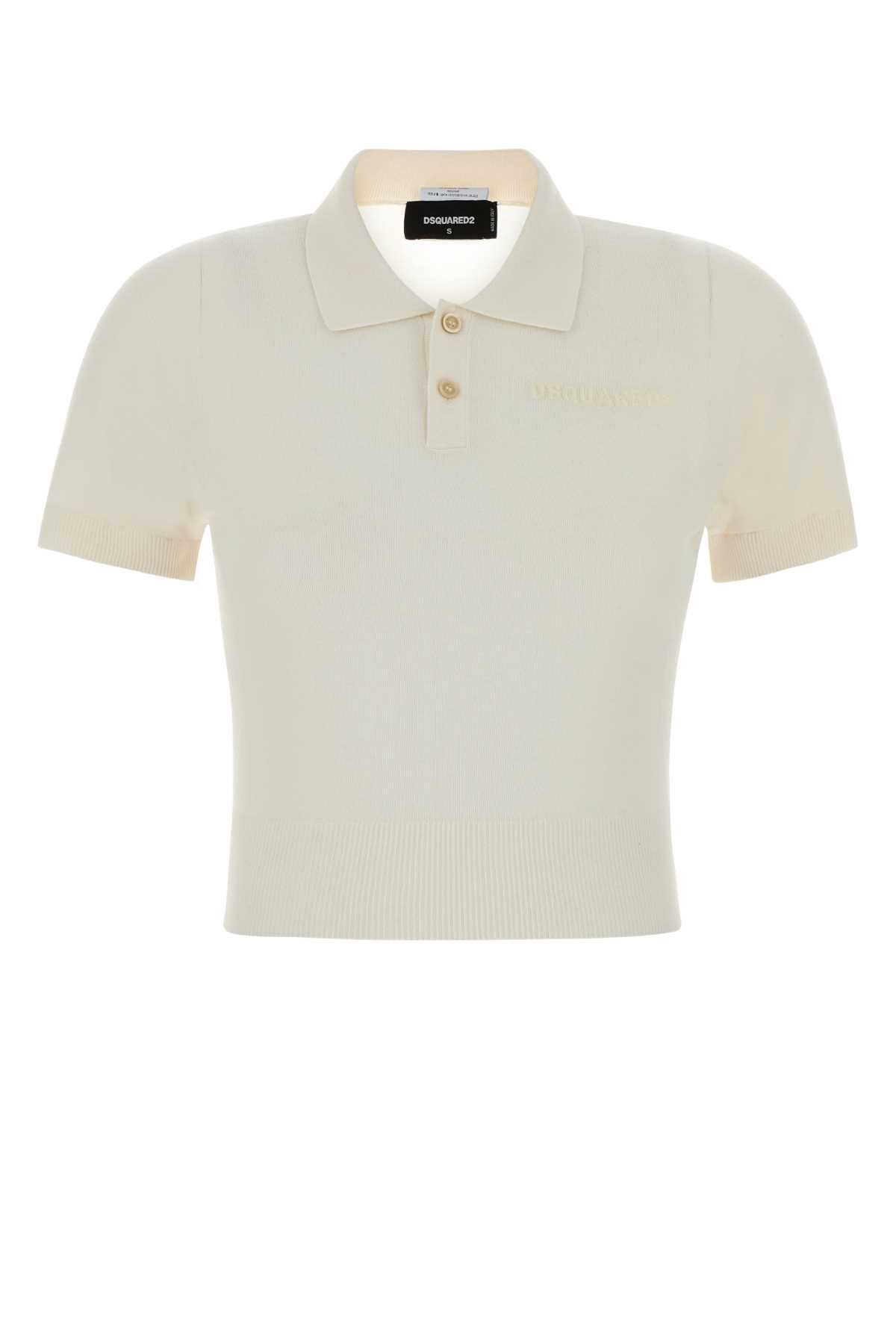 Dsquared2 White Knit Polo Shirt Size M / US 6-8 / IT 42-44 - 1 Thumbnail
