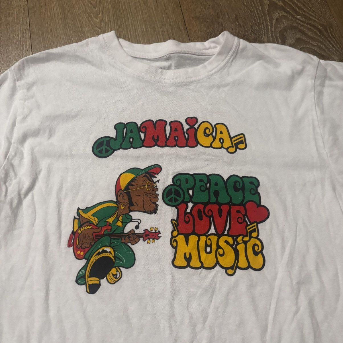 Hanes Y2K 2000s Jamaica Peace Love & Music White Graphic T Shirt Size US M / EU 48-50 / 2 - 1 Thumbnail