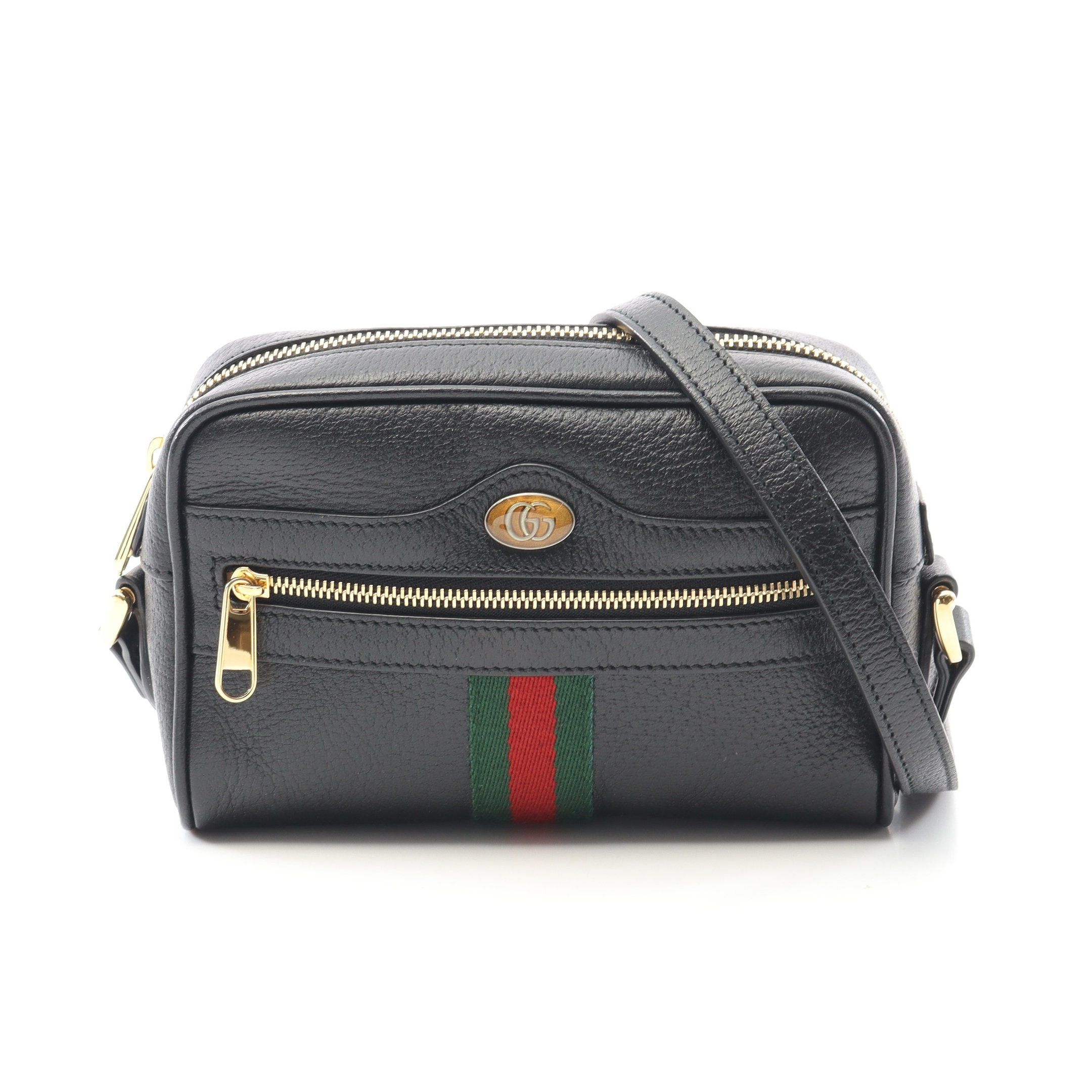Gucci Gucci Ophidia Shoulder Bag Leather Black Green Red Size ONE SIZE - 1 Thumbnail