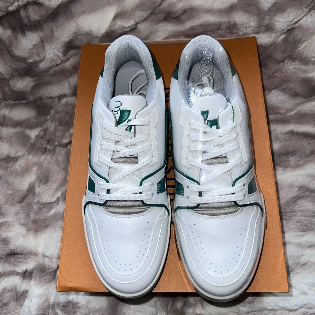 Louis Vuitton × Virgil Abloh Louis Vuitton LV Trainer Sneaker low white green Size US 7.5 / EU 40-41 - 3 Thumbnail