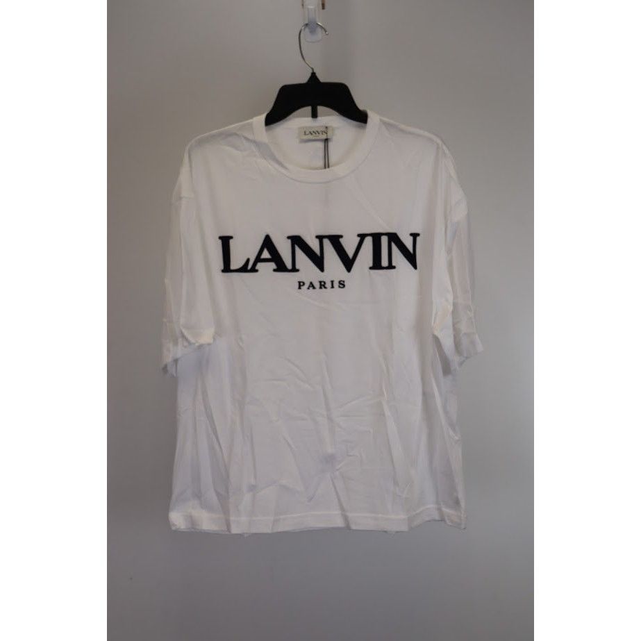 Lanvin o1rshd1 Embroidered Oversize T-Shirt in Optic White Size US S / EU 44-46 / 1 - 1 Thumbnail