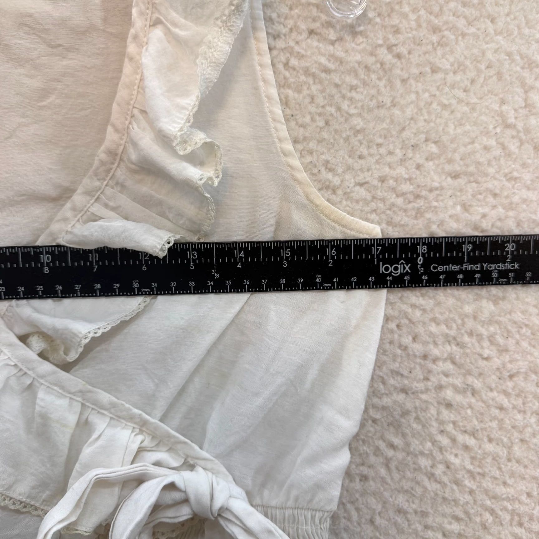 Vintage Y2K Vintage Shirt White M Boho Coquette Ruffle Sleeveless Wrap Fairy Regular MKM Womens/Girls (Size M) Size M / US 6-8 / IT 42-44 - 5 Thumbnail