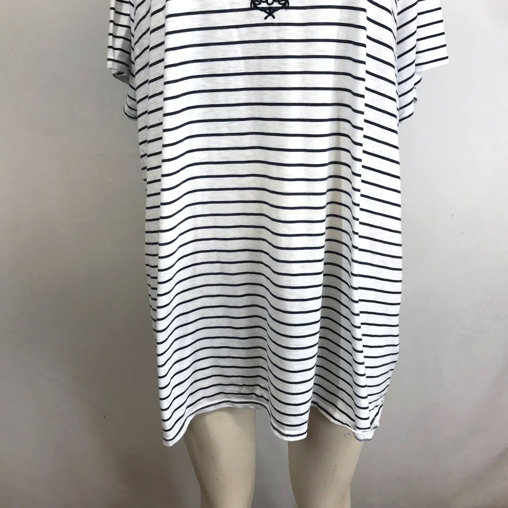Vintage Lane Bryant Plus Size Tunic Top - Navy White Stripes Floral Embroidery - Womens Shirt Size 3XL / US 20-22 - 3 Thumbnail