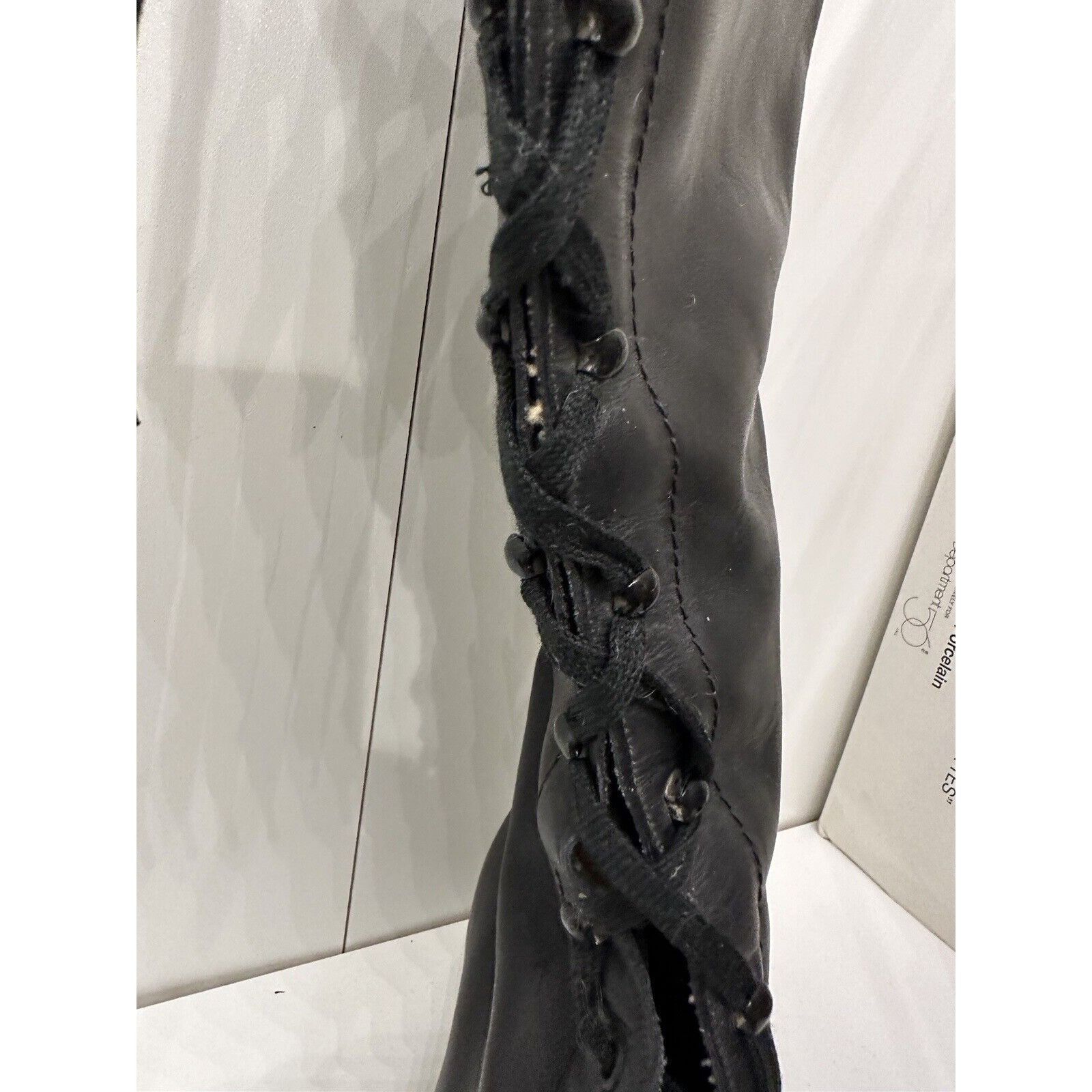 Vintage Vtg Crockett & Jones Corset lace up boots Sherpa Lined Black Size US 5.5 / IT 35.5 - 15 Thumbnail