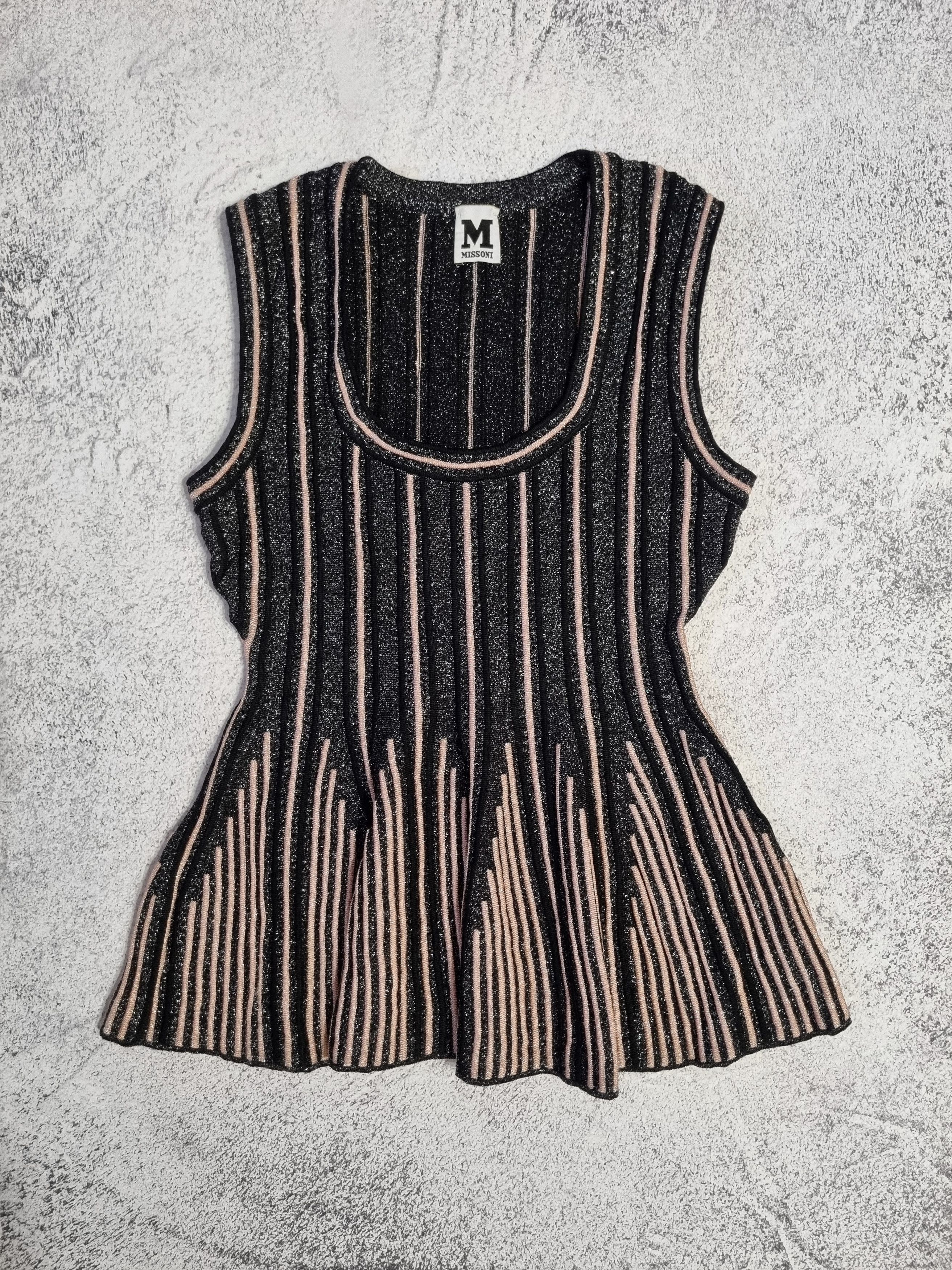 Missoni Missoni Black Stripe Lurex Knit Flared Tank Top Size S / US 4 / IT 40 - 1 Thumbnail