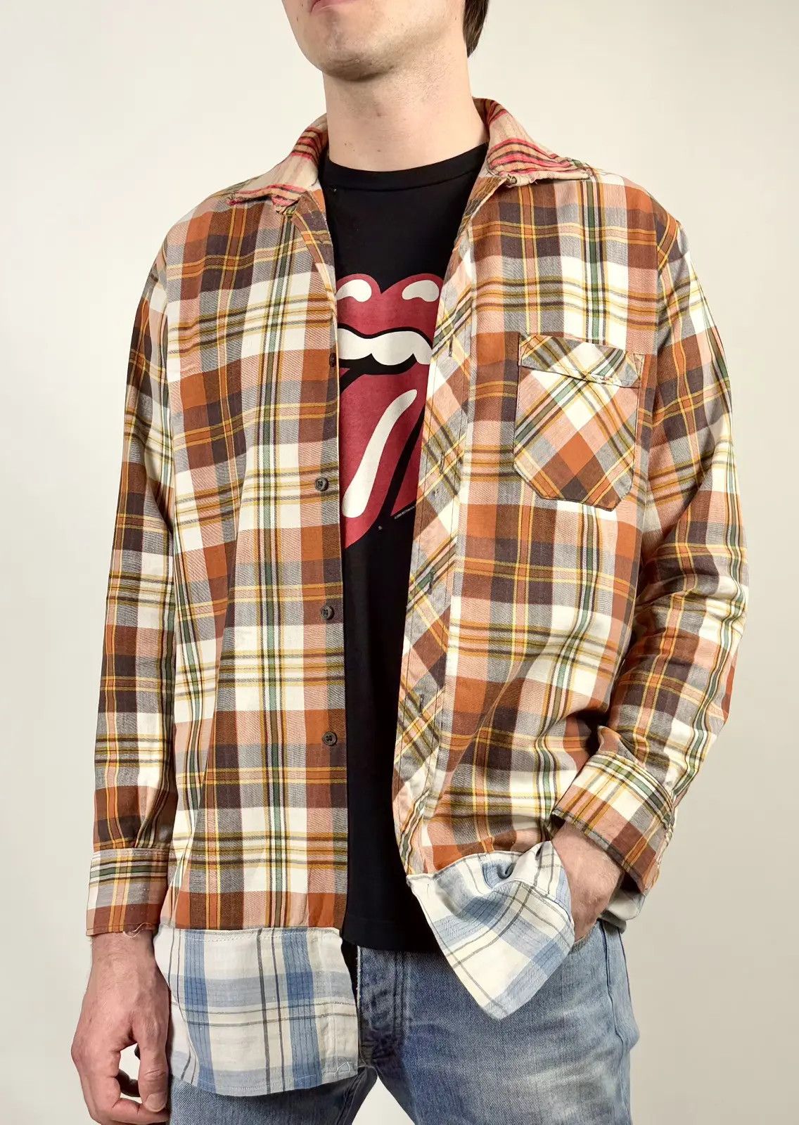 Vintage 80s Vintage Flannel Distressed Reconstructed Check Shirt Size US L / EU 52-54 / 3 - 5 Thumbnail