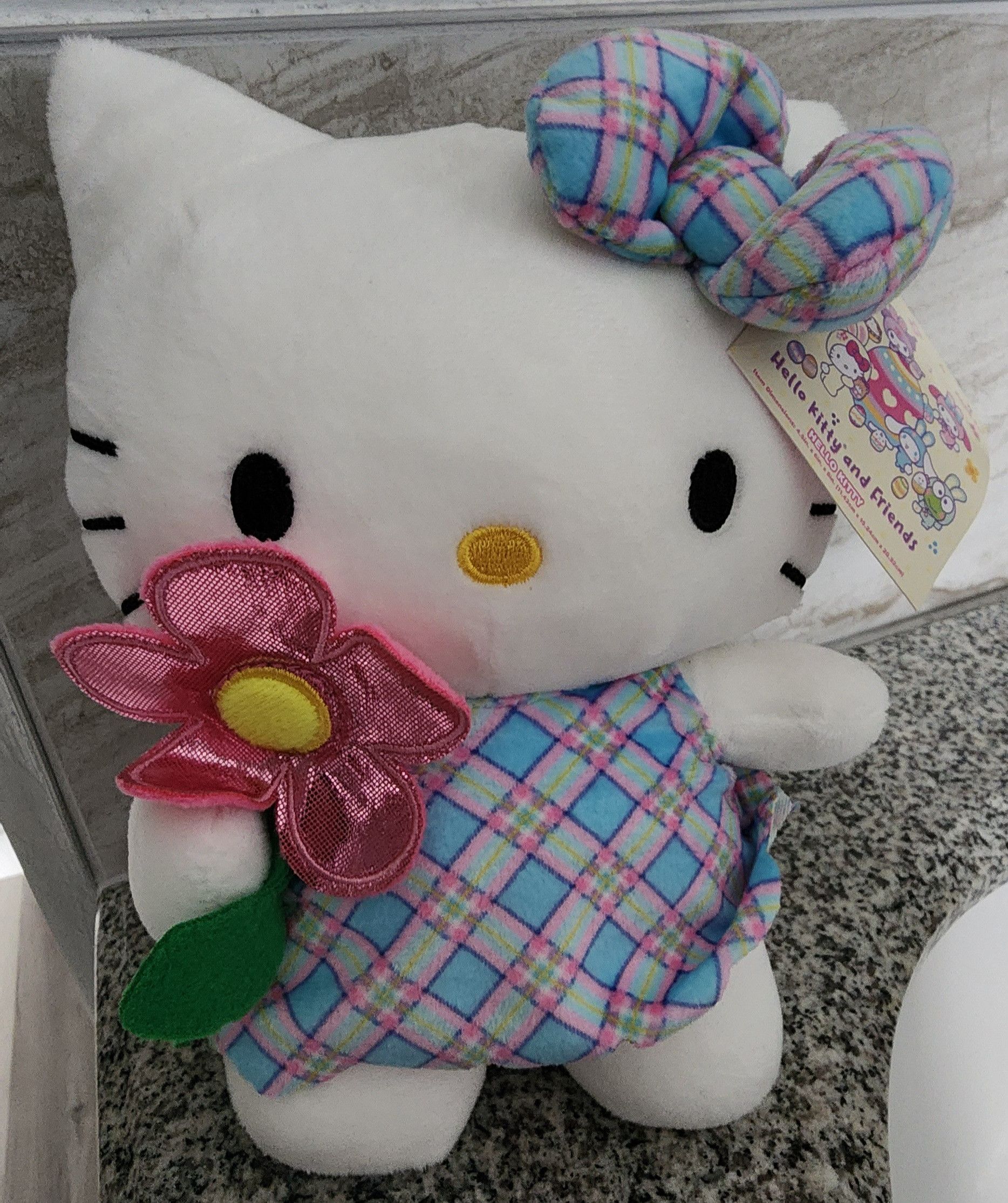 Other NWT Sanrio Hello Kitty 2024 Easter Plaid Flower Plush 8" Size ONE SIZE - 1 Thumbnail