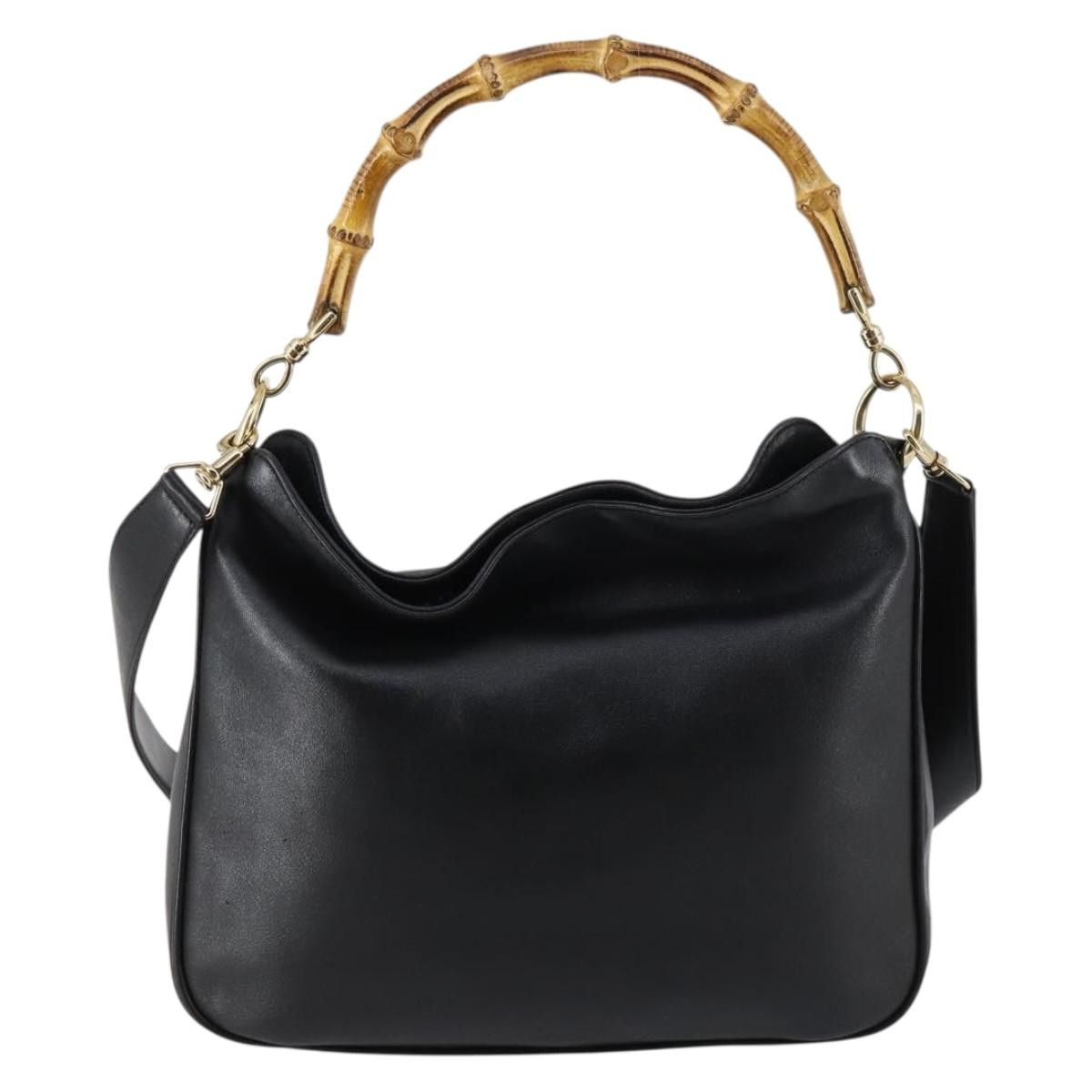 Gucci GUCCI Bamboo Handbag Leather Black Gold 001 001 Size ONE SIZE - 3 Thumbnail