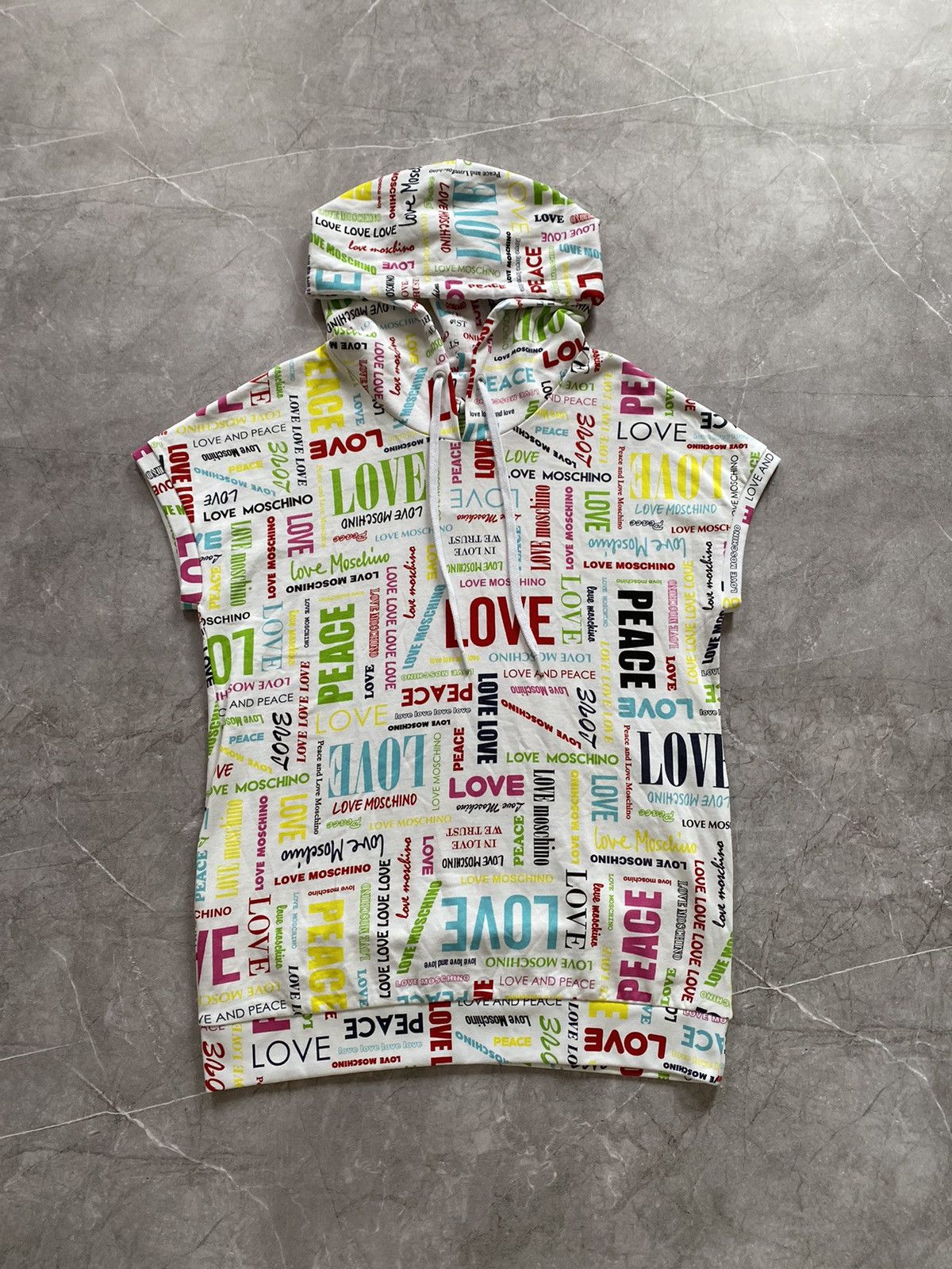 Love Moschino × Moschino Rare Love Moschino “Love and Peace” Multi Logo White Hoodie Size M / US 6-8 / IT 42-44 - 2 Thumbnail