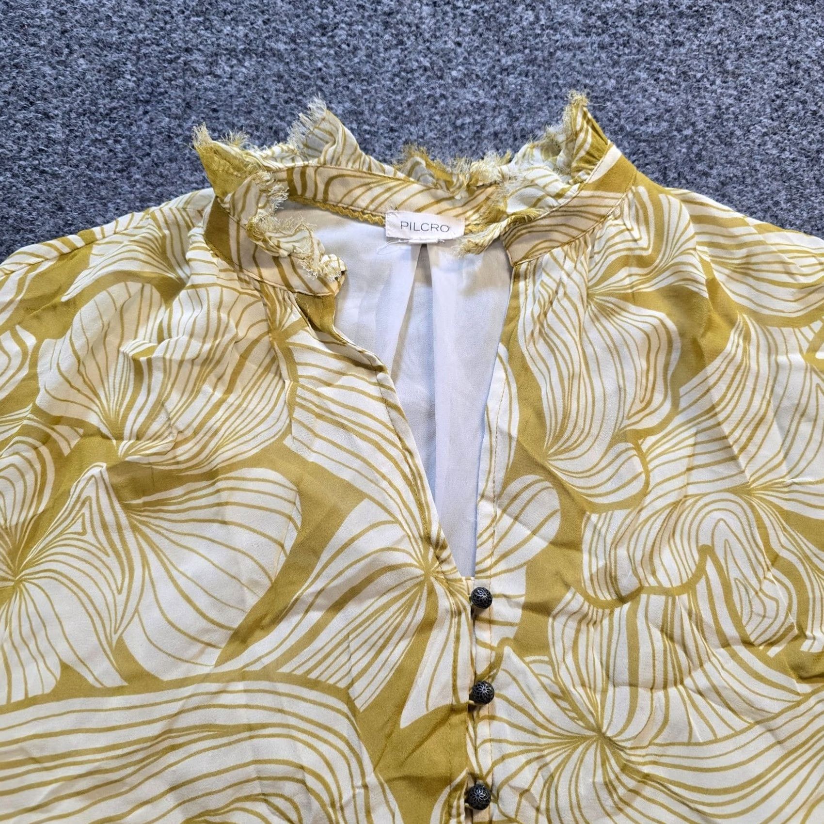 Vintage Pilcro Blouse Womens Size S Green Tavi Floral Button Sheer Lined Casual Bohemian Style Shirt Ladies Regular Sleeve Long Size S / US 4 / IT 40 - 2 Thumbnail