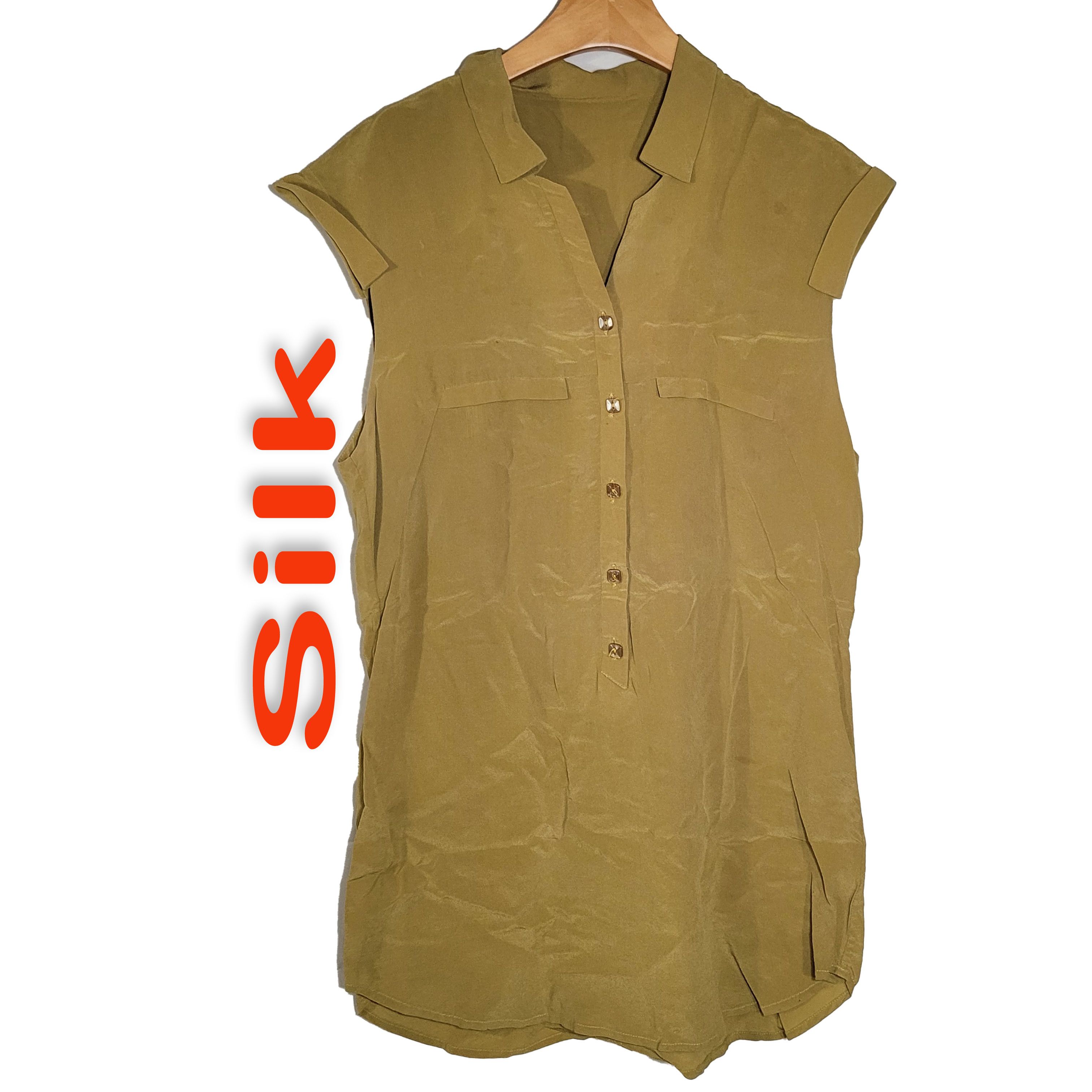 Other Women's 100% Silk Size M Short Sleeve Top Shirt SDK383 Size M / US 6-8 / IT 42-44 - 1 Thumbnail