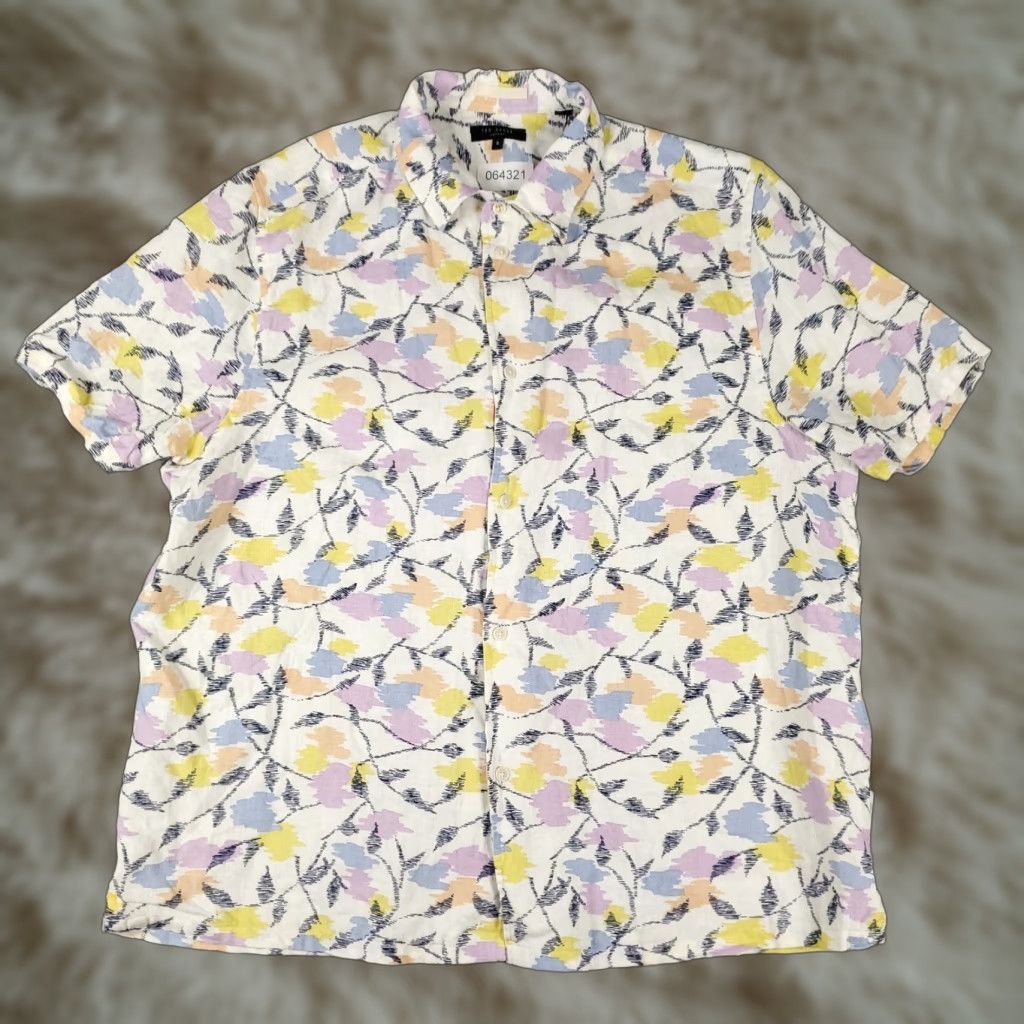 Ted Baker Ted Baker London Shirt Mens Size 5 Multicolor Floral Linen Button Up Size US S / EU 44-46 / 1 - 1 Thumbnail