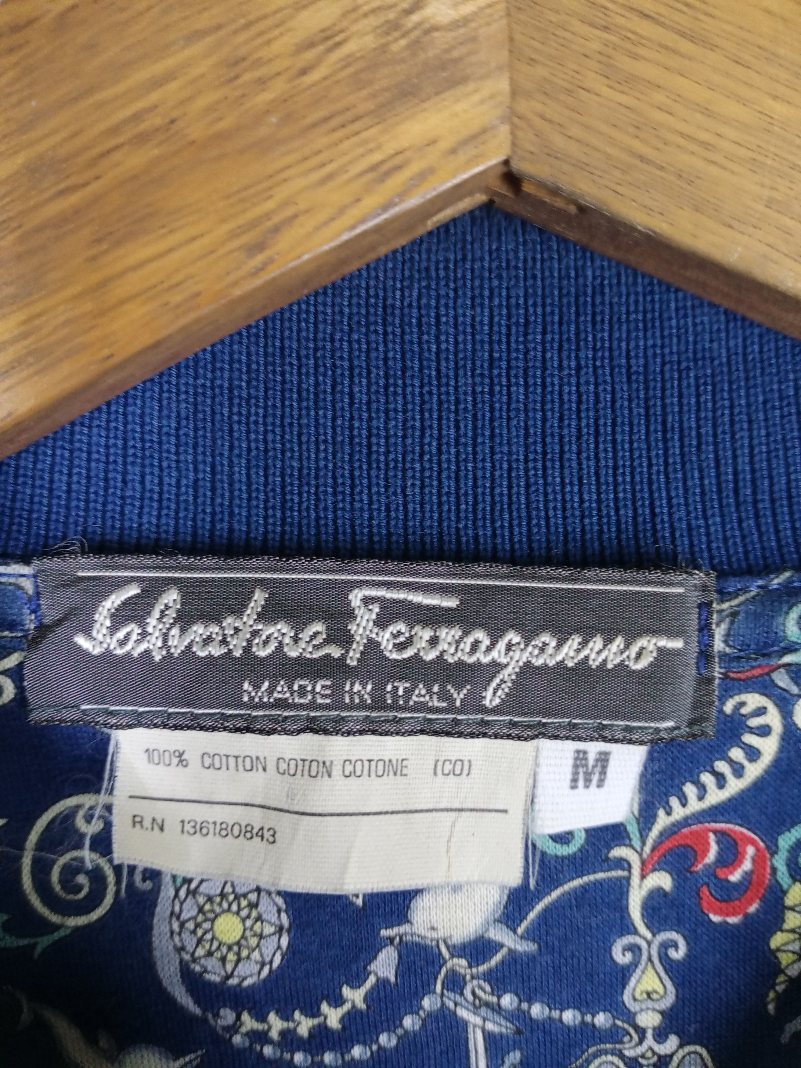 Salvatore Ferragamo Rare Vintage Salvatore Ferragamo Fullprint Polo Shirt Size US M / EU 48-50 / 2 - 8 Thumbnail