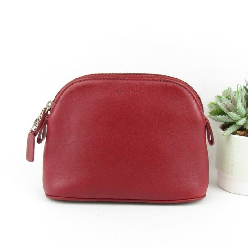 Coach Coach Red Leather Dome Wristlet / Cosmetic Bag Size ONE SIZE - 1 Thumbnail