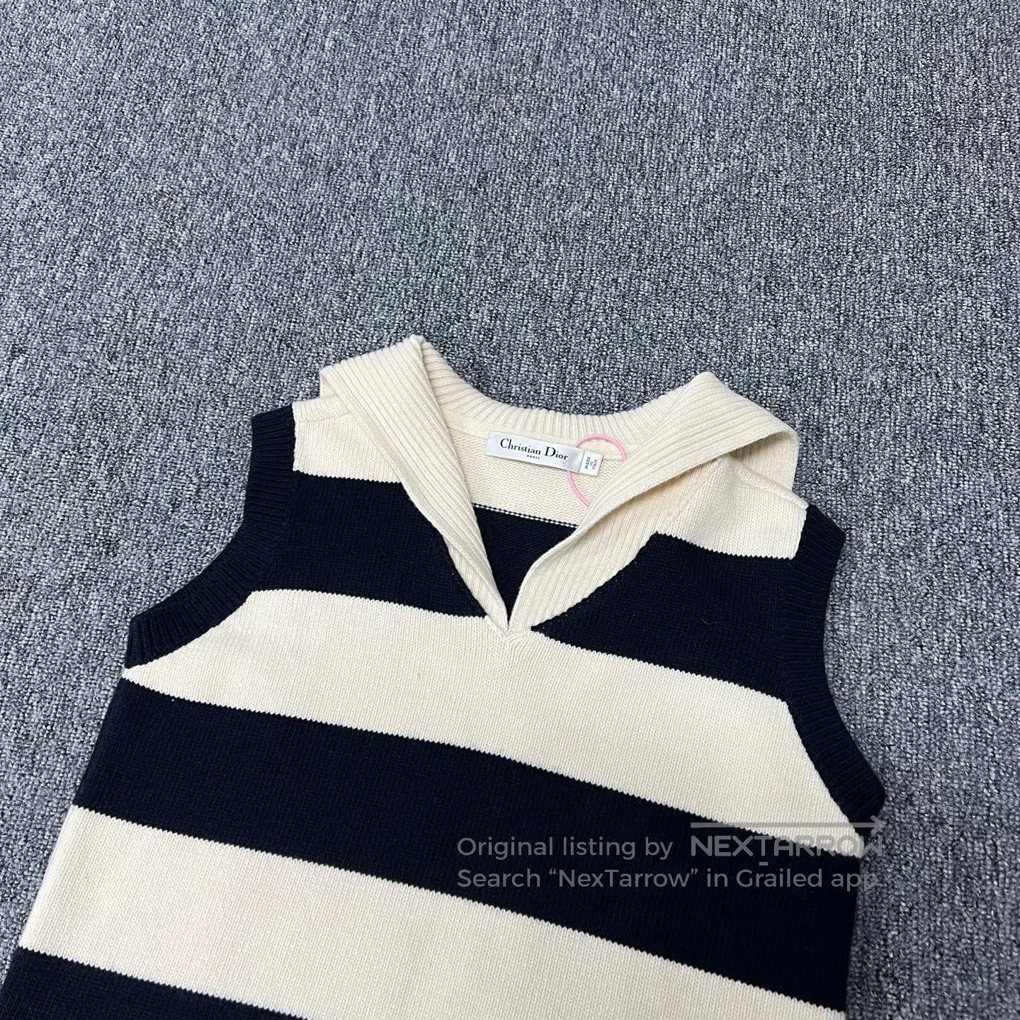 Dior Dior Black and white striped sleeveless cashmere knit top| Size S / US 4 / IT 40 - 3 Thumbnail