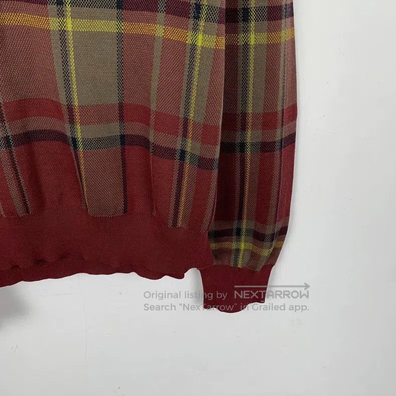 Hermes Hermes Color-blocked plaid cotton V-neck long-sleeve knit Size S / US 4 / IT 40 - 4 Thumbnail