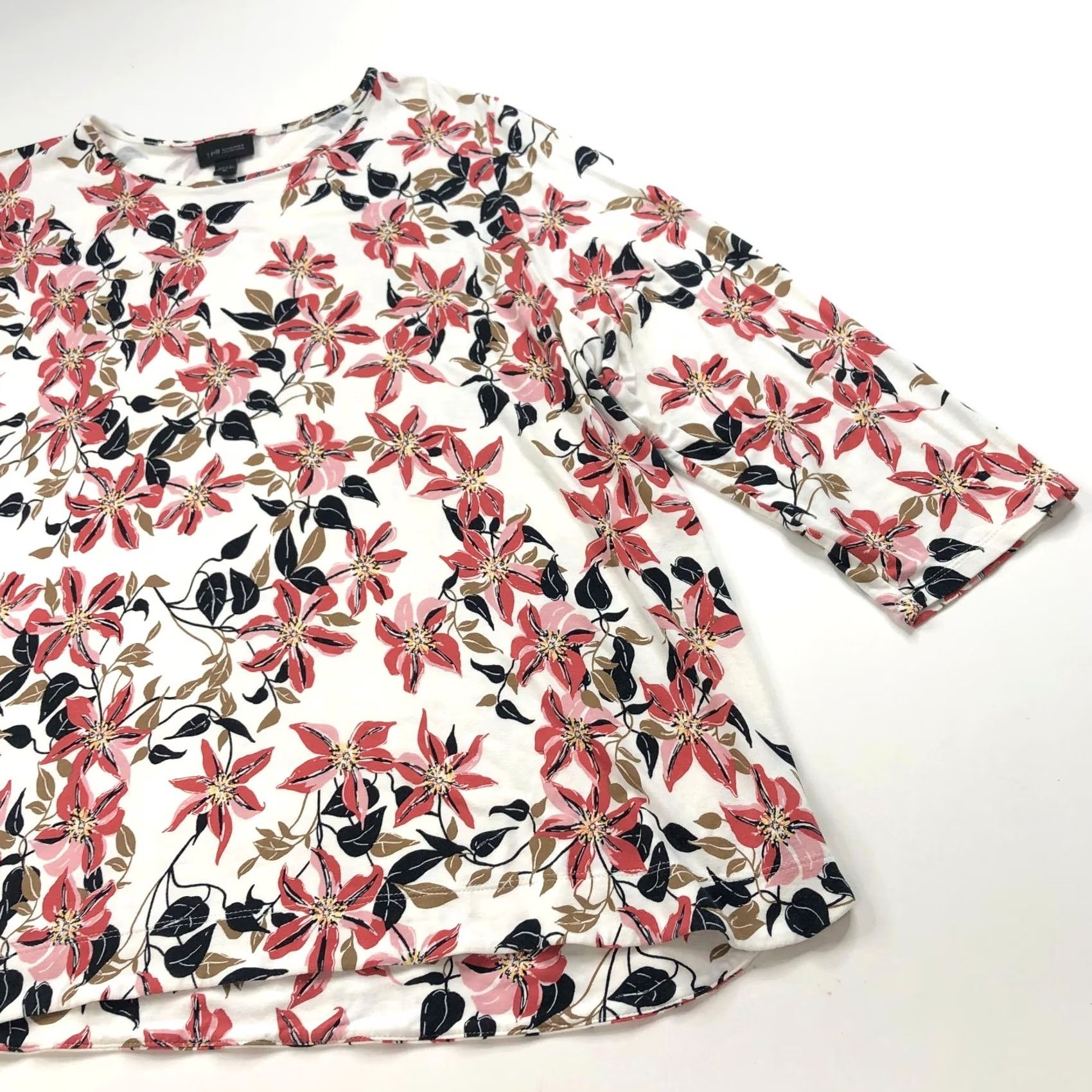 J. Jill J.Jill Wearever Collection XL Pullover Shirt All Over Print Floral White Womens Blouse Size XL / US 12-14 / IT 48-50 - 2 Thumbnail