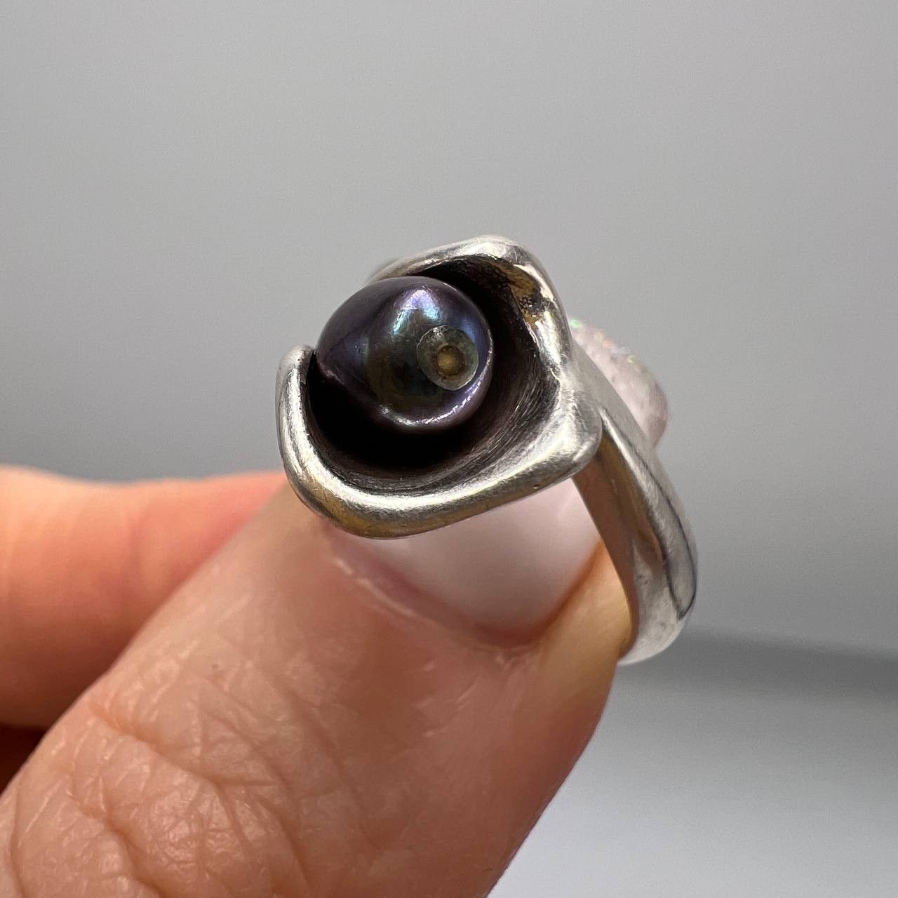 Sterling Silver × Vintage Vintage Ring Sterling Silver 925 Natural Pearl S 8 Size ONE SIZE - 2 Thumbnail
