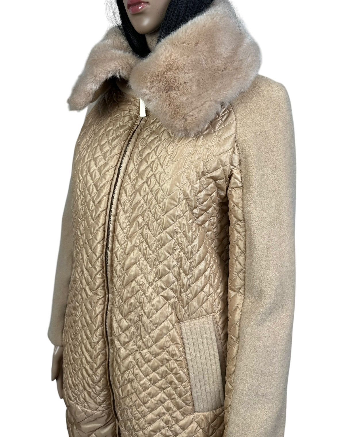 Marella Marella Quilted Wool Coat Fur Trim size IT 42 US 6 Size M / US 6-8 / IT 42-44 - 7 Thumbnail