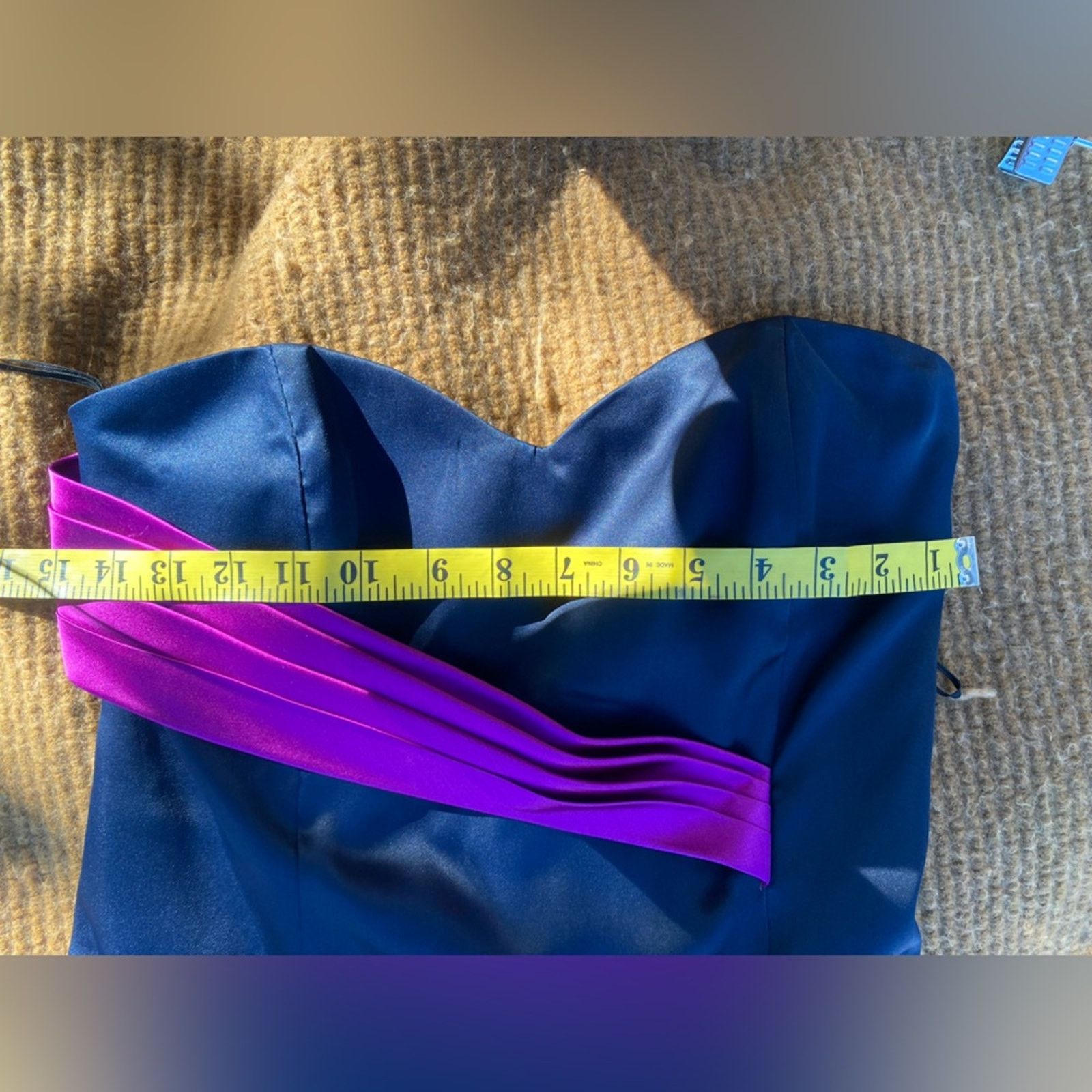 Vintage VTG y2k strapless navy blue satin dress purple mini bubble Size S / US 4 / IT 40 - 9 Thumbnail
