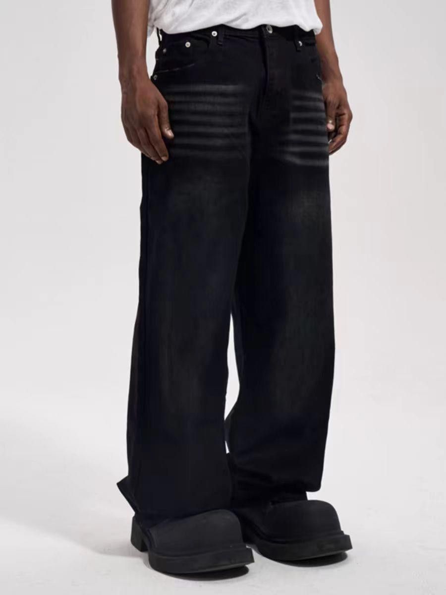 image of Black Chunky Baggy Denim Jeans, Men's (Size 30)